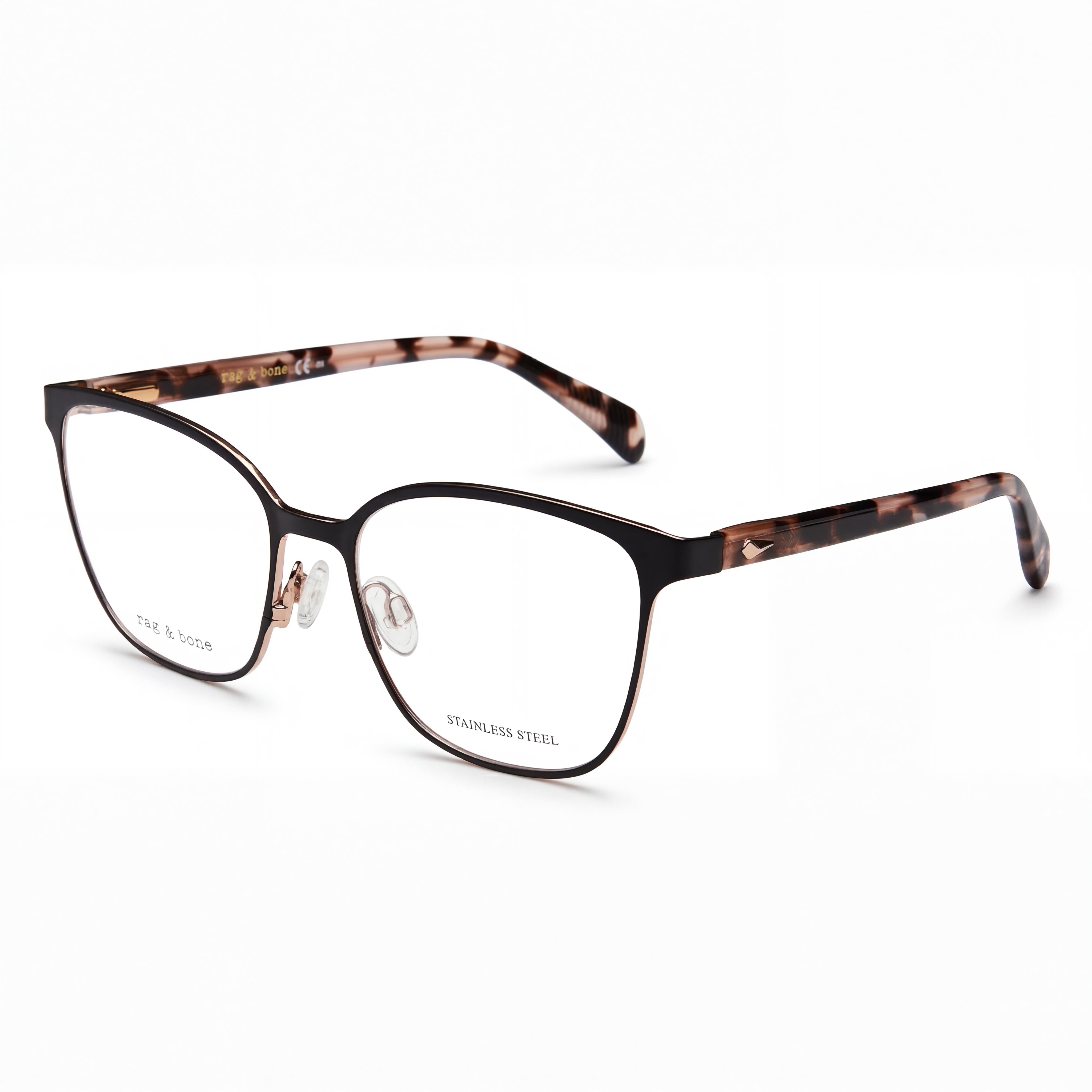 Rag & Bone Modern Women's Sunglasses, Black Alloy Steel Frame with Black Polycarbonate Lenses, 53mm, Photo 1