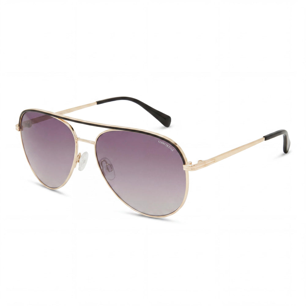 MARCOLIN USA, INC Gafas de sol de aviador para mujer con montura de metal brillante y lentes ahumadas, 100 % protección UV
