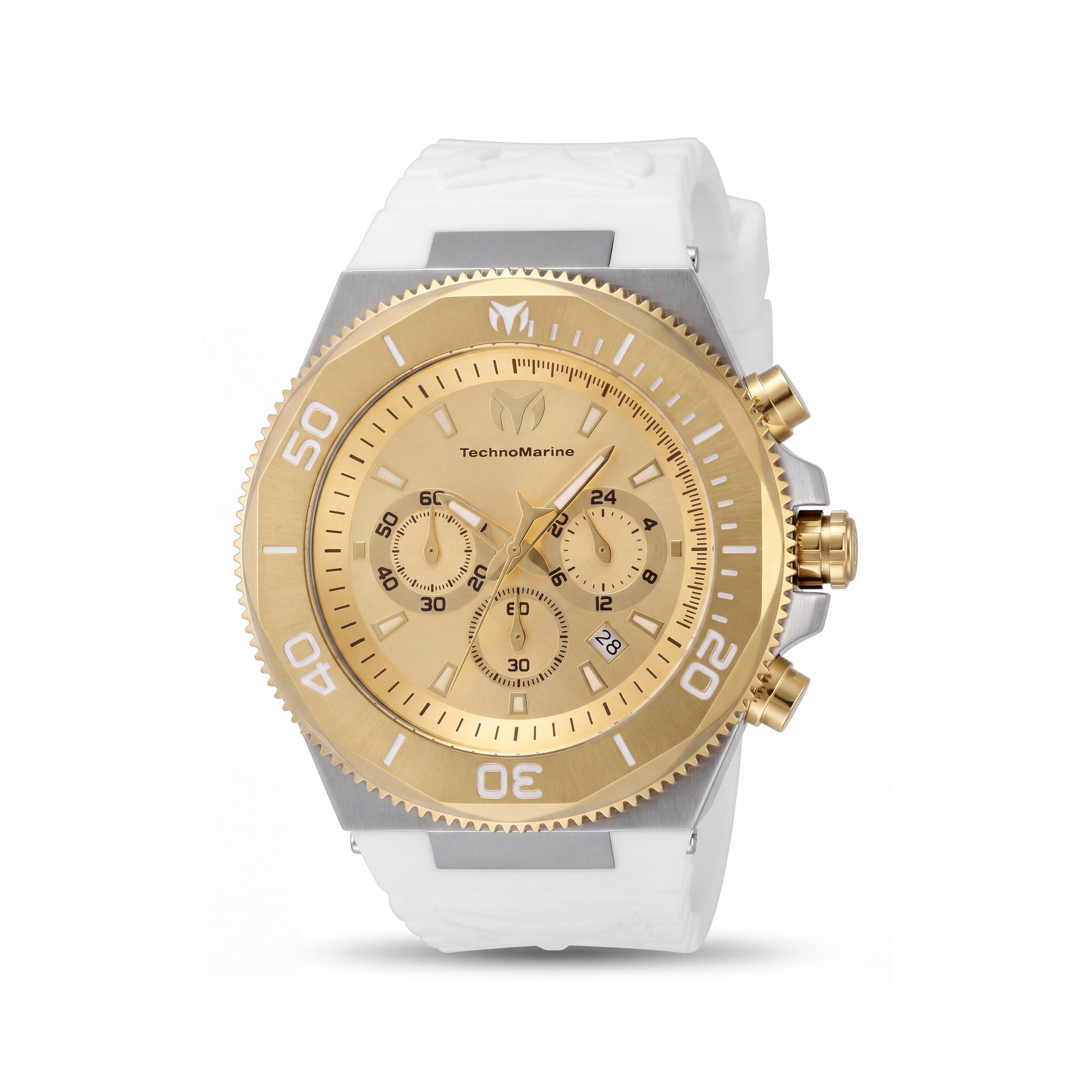 Technomarine Men's Manta TM-224017 Silver Stainless Steel Gold Dial 49mm Chronograph Quartz Watch, Photo 1