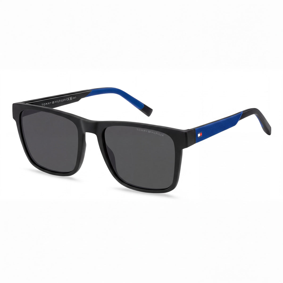 Gafas de sol rectangulares plegables Tommy Hilfiger Th 2144/S de protección UV para mujer, color negro, azul, gris, 55 mm, Photo 1