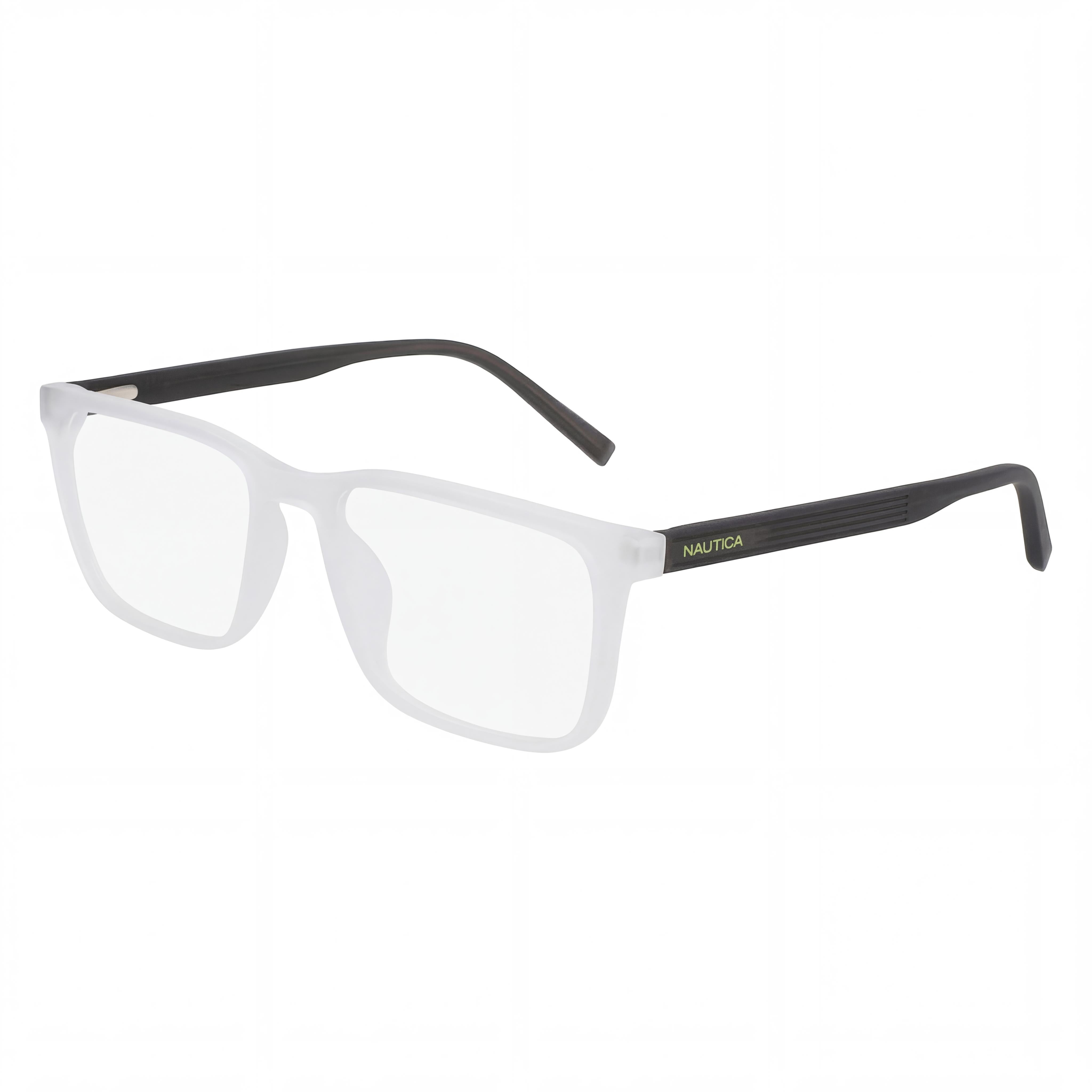 Nautica N8183 Men's Eyewear featuring a Matte Crystal Metal Frame and Clear Lenses, Size 54mm, Photo 1