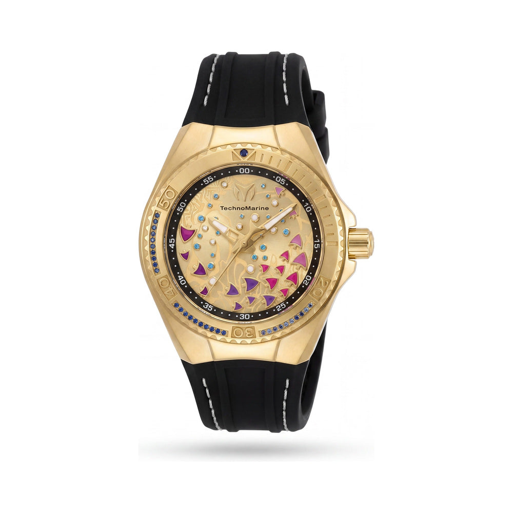 Reloj Technomarine Cruise TM-125004 unisex con caja de acero inoxidable dorado, correa de silicona, cuarzo, 40 mm, 10 ATM