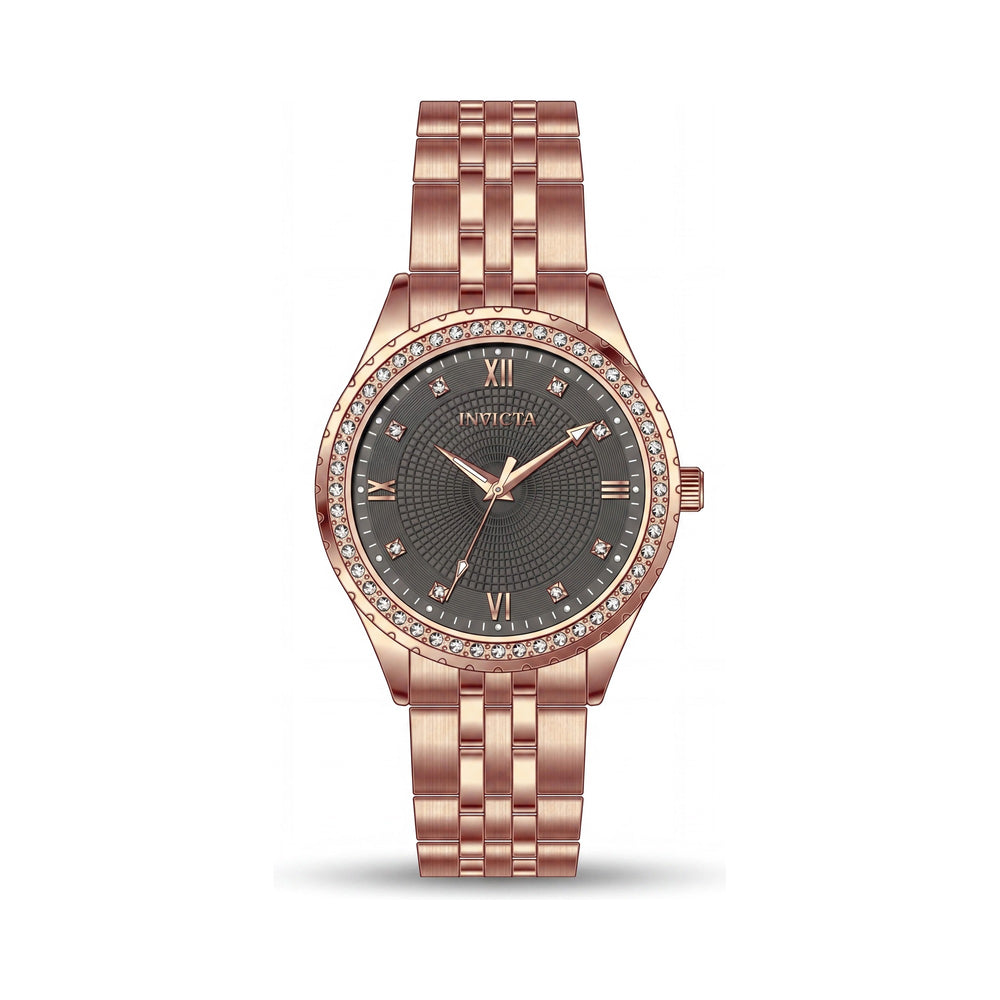 Invicta Specialty 69222 Reloj de pulsera unisex de cuarzo de acero inoxidable chapado en oro rosa de 33 mm con esfera gris