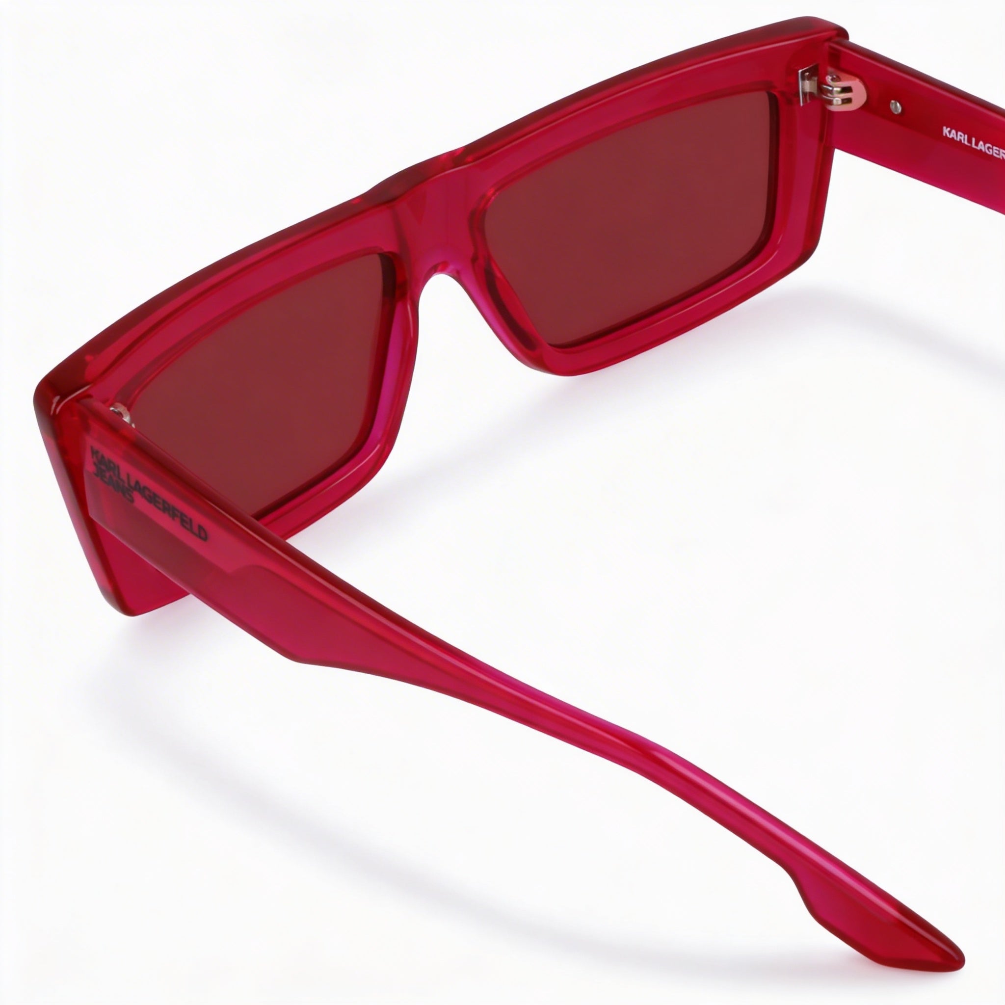 Karl Lagerfeld Klj6147s Unisex Injected Metallic Grey Rectangular Sunglasses 56mm with Fuchsia UV Lenses, Photo 2