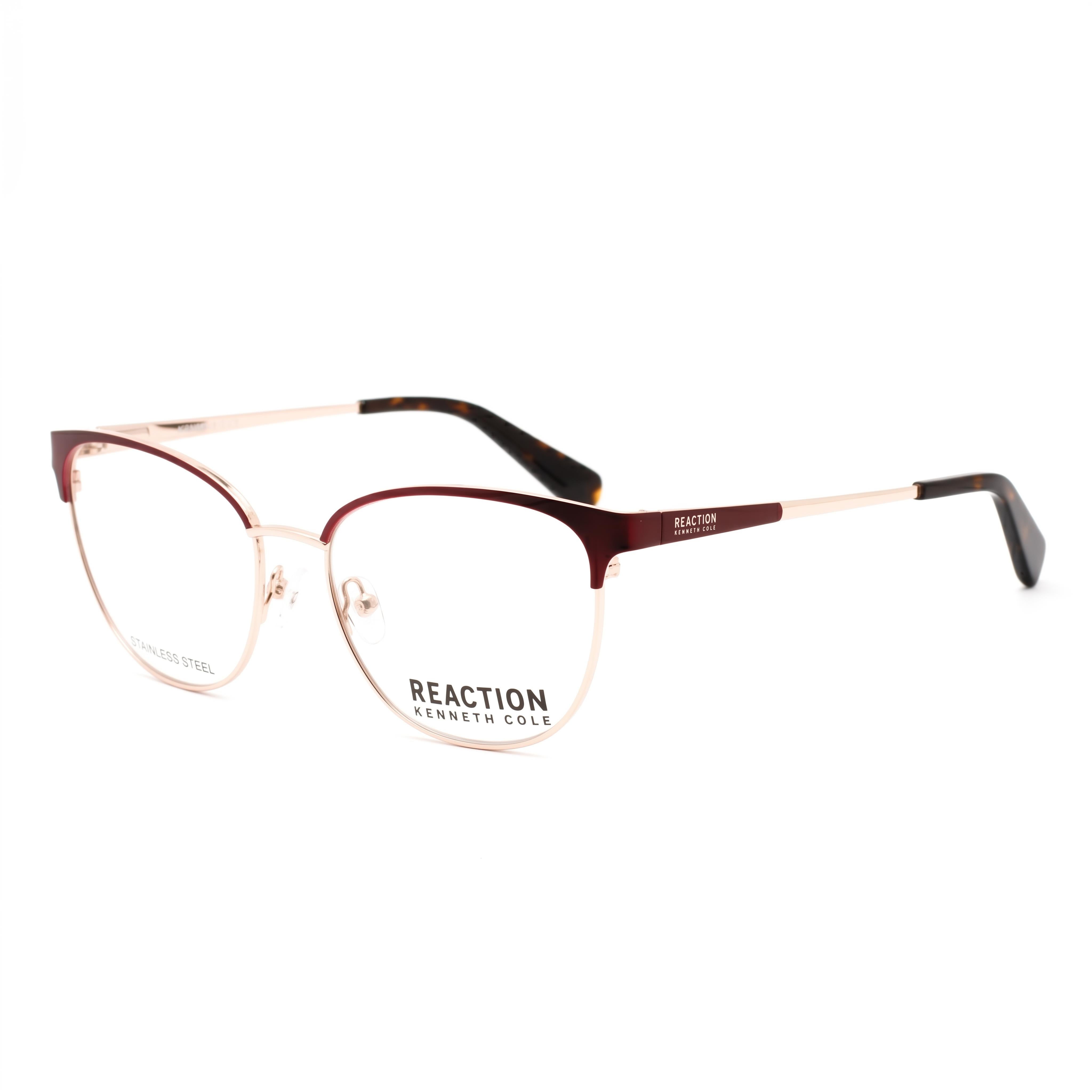 Gafas Kenneth Cole Kc0877 para hombre con montura metálica, lentes de policarbonato transparente, color burdeos mate, 53 mm, Photo 1