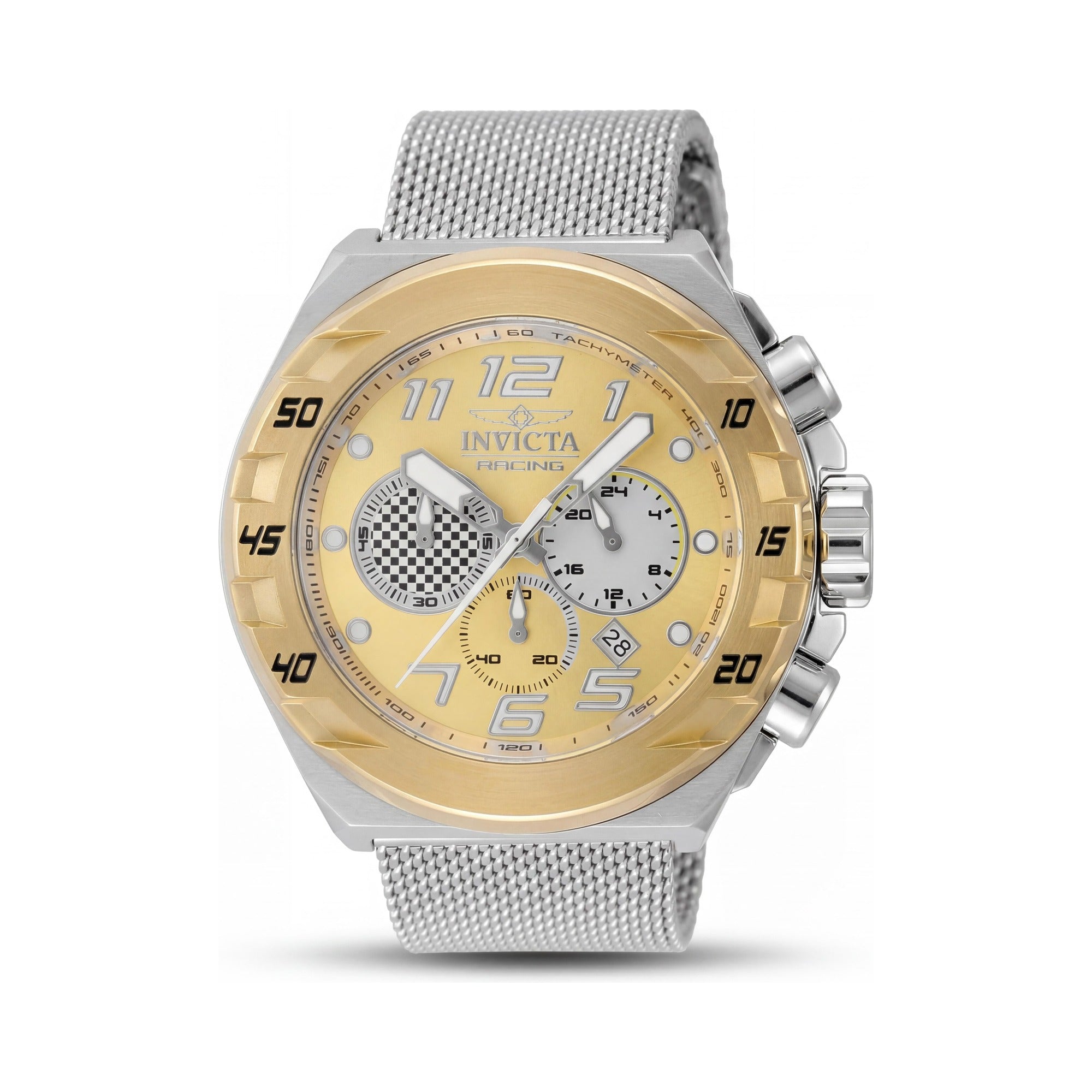 Reloj de cuarzo Invicta Racing 47204 para hombre, de 48 mm, con pulsera de acero inoxidable y esfera dorada., Photo 1