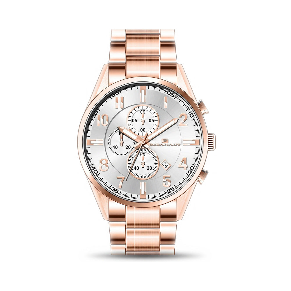 Reloj de pulsera Oceanaut OC5855 para hombre, esfera plateada, caja y brazalete de acero inoxidable, resistente al agua.
