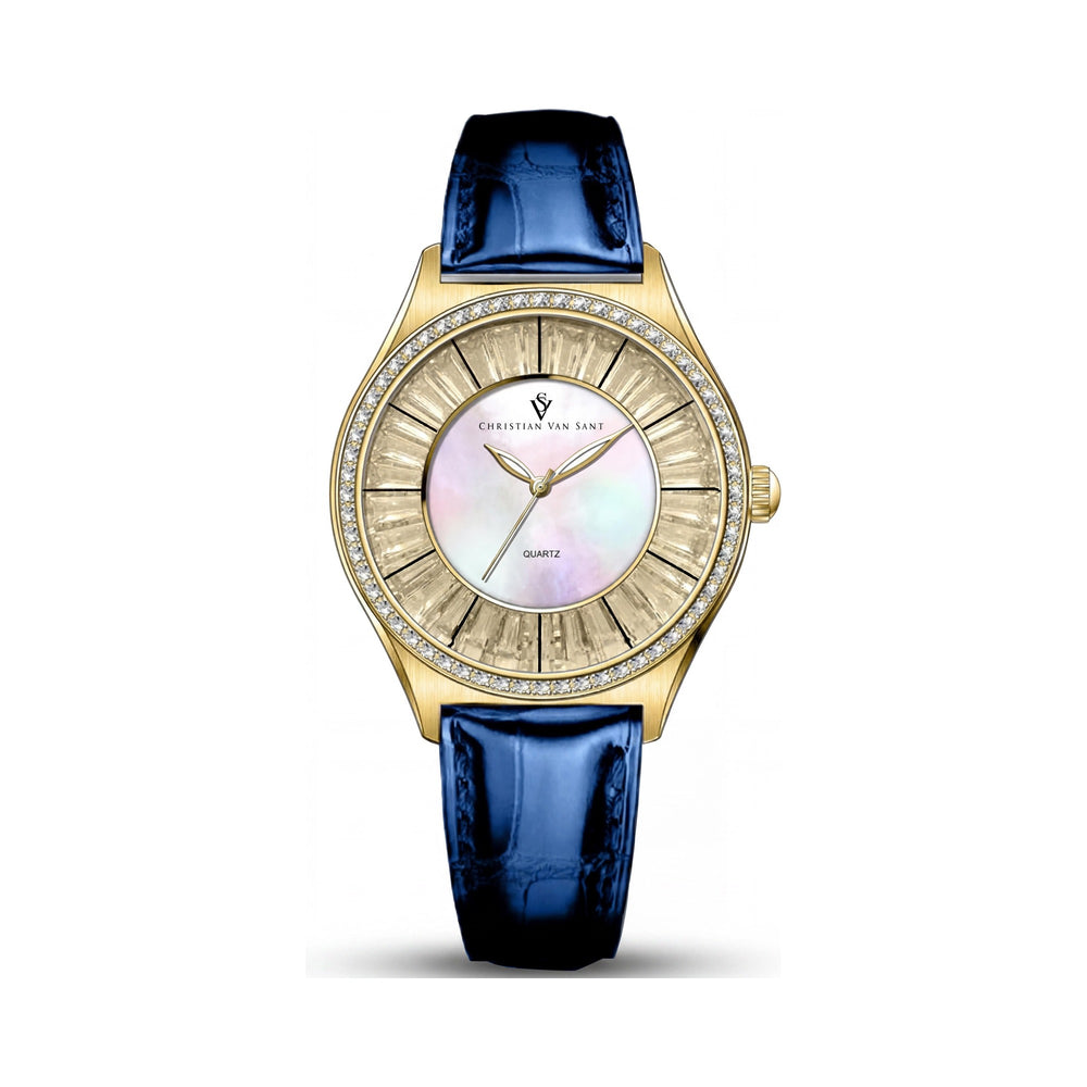 Reloj de Cuarzo de Acero Inoxidable y Piel para Mujer Christian Van Sant CV3203 con Esfera de Nácar Resistente al Agua