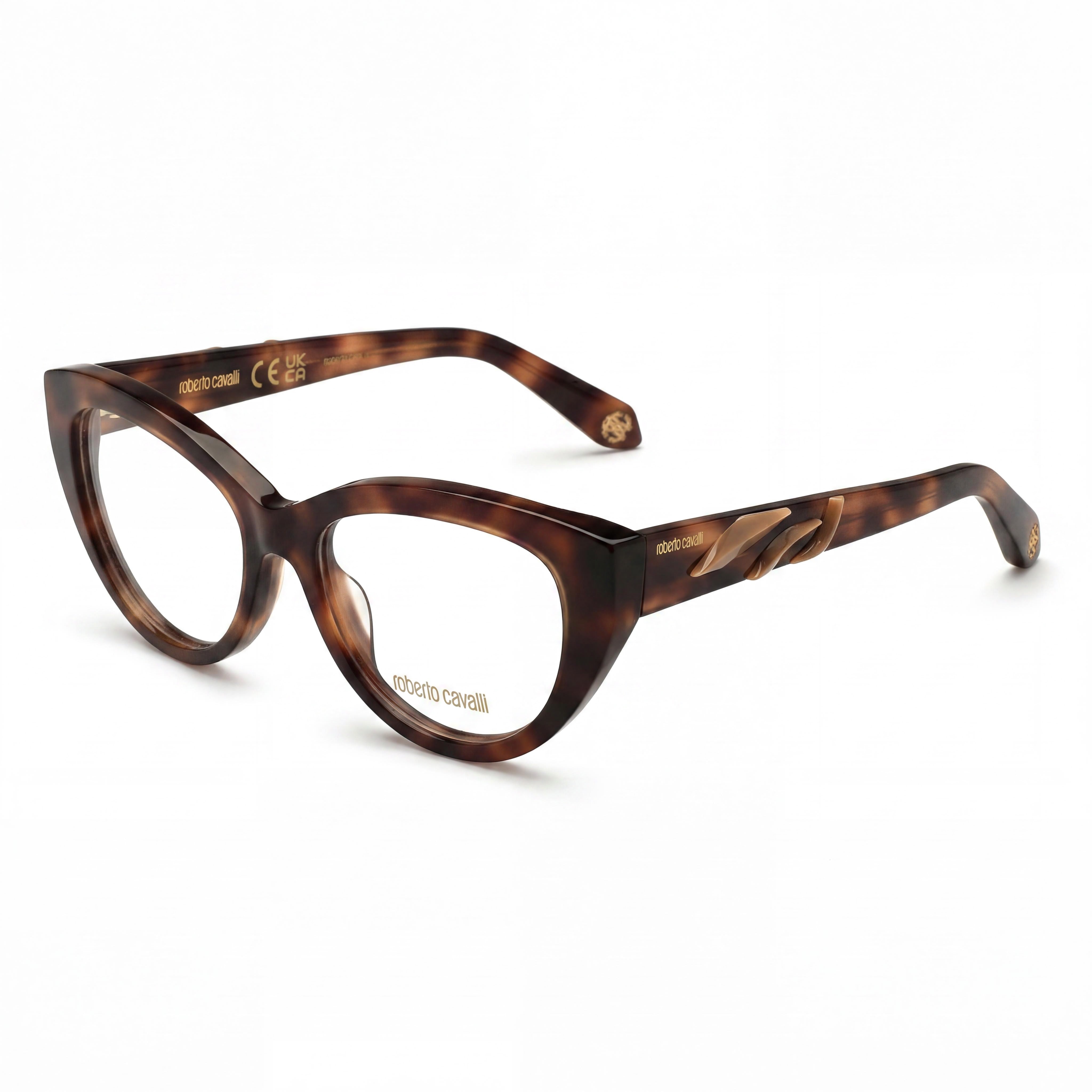 ROBERTO CAVALLI VRC024M Women's Acetate Sunglasses, Shiny Vintage Havana Frame, Avana Scura Lucida Lenses, 53mm, Photo 1