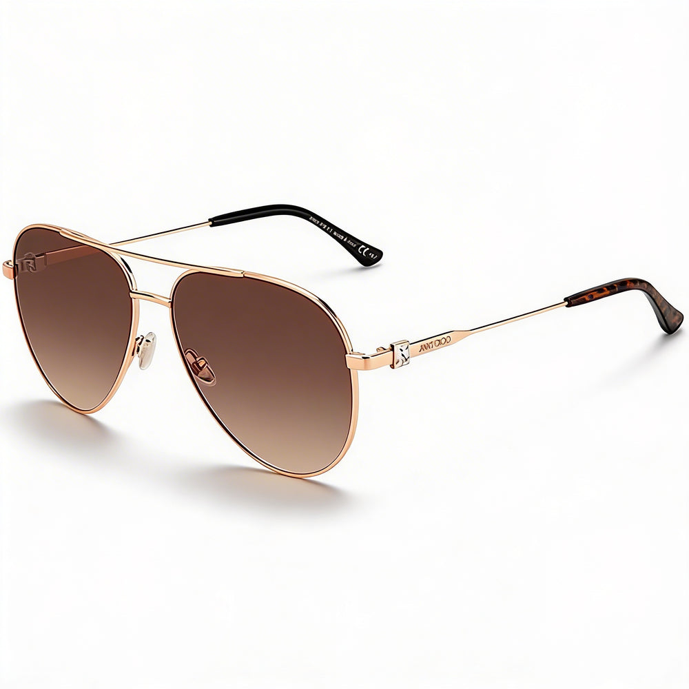 Jimmy Choo Classic Women's Stainless Steel Gold Copper UV Protection Sunglasses, Size 60mm
