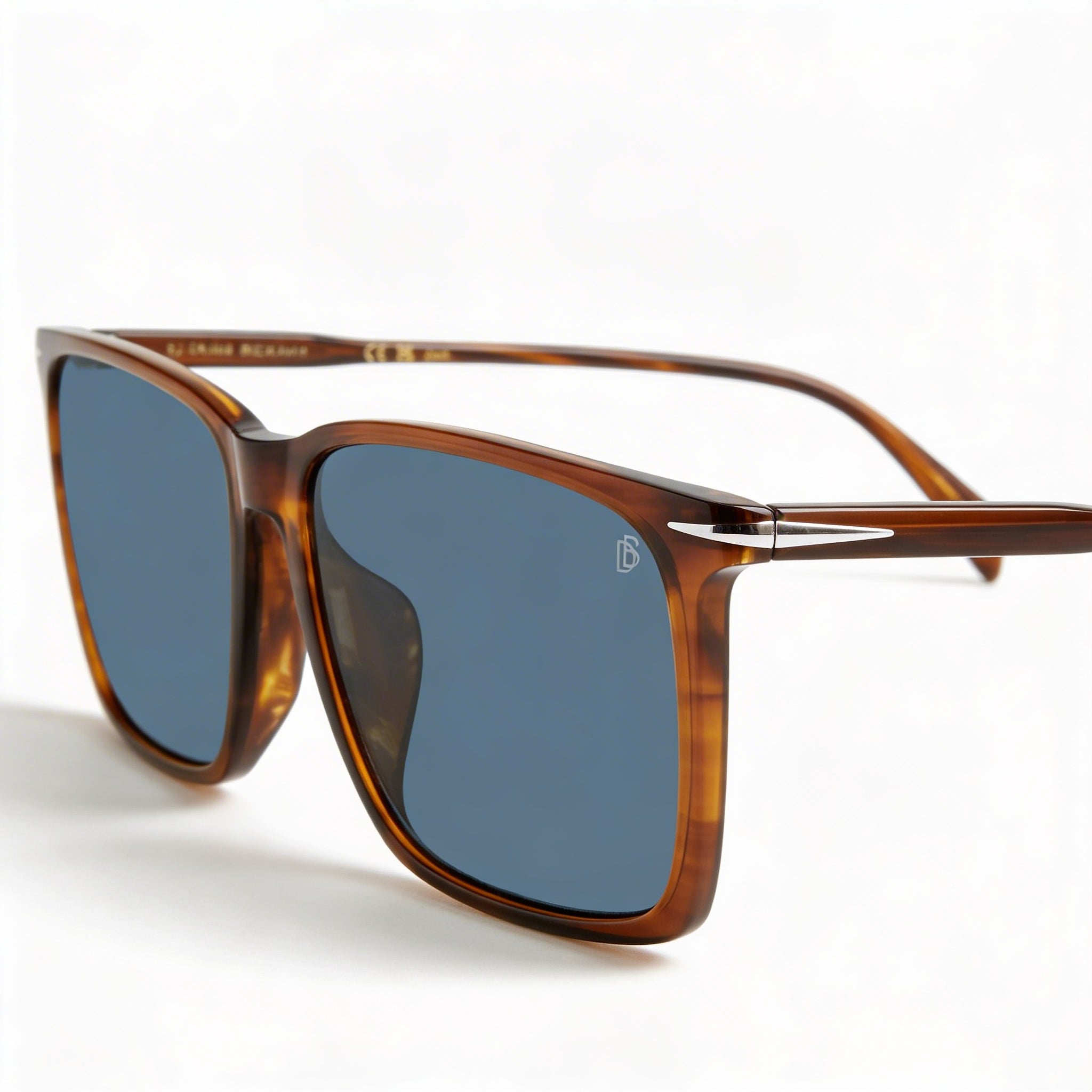David Beckham DB 1145/G/S Casual Men's Brown Horn Light Acetate Blue Lens Sunglasses 58mm, Photo 2