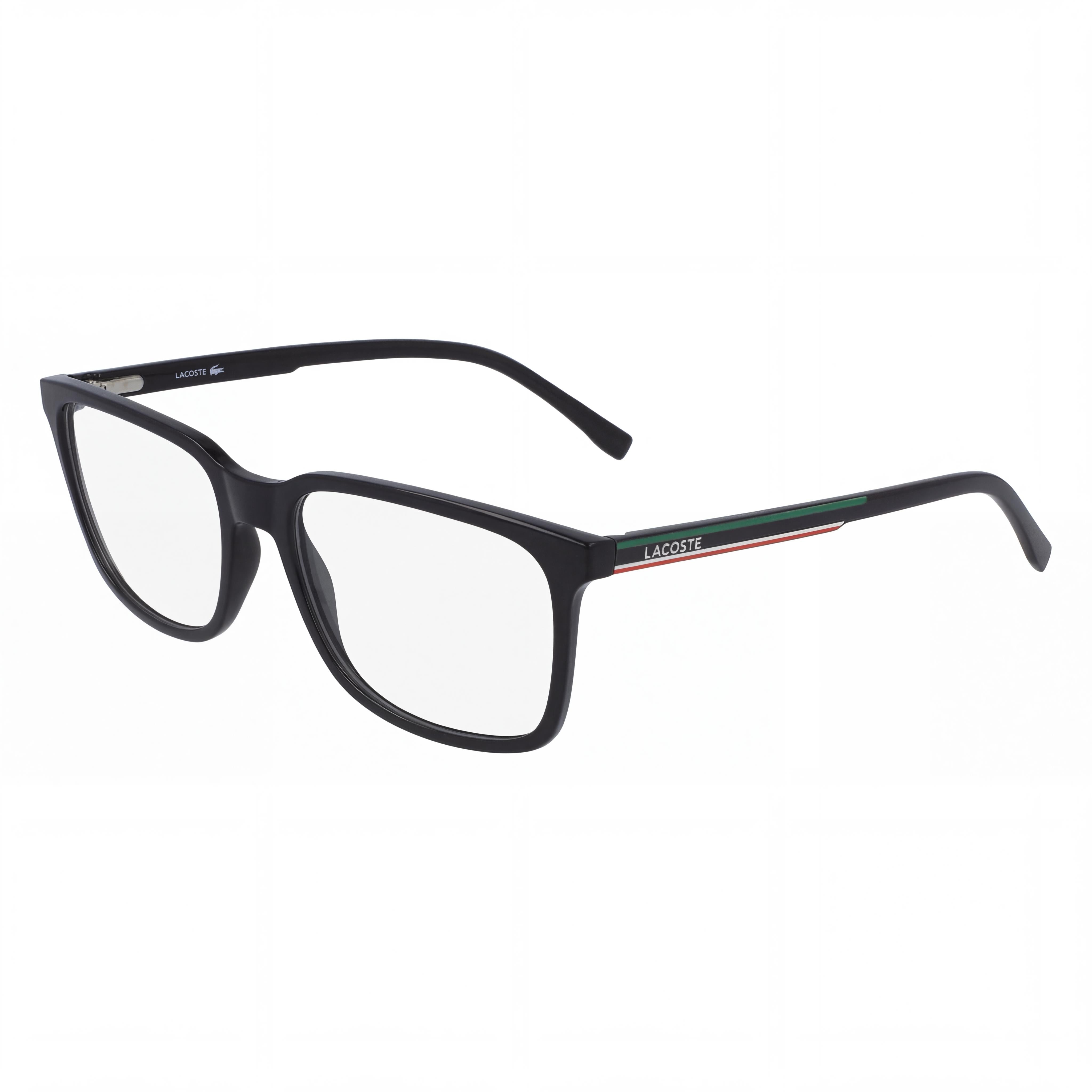 Lacoste Casual Men's Black Frame Optical Eyeglasses with Transparent Plastic Lenses 57-18-145, Photo 1