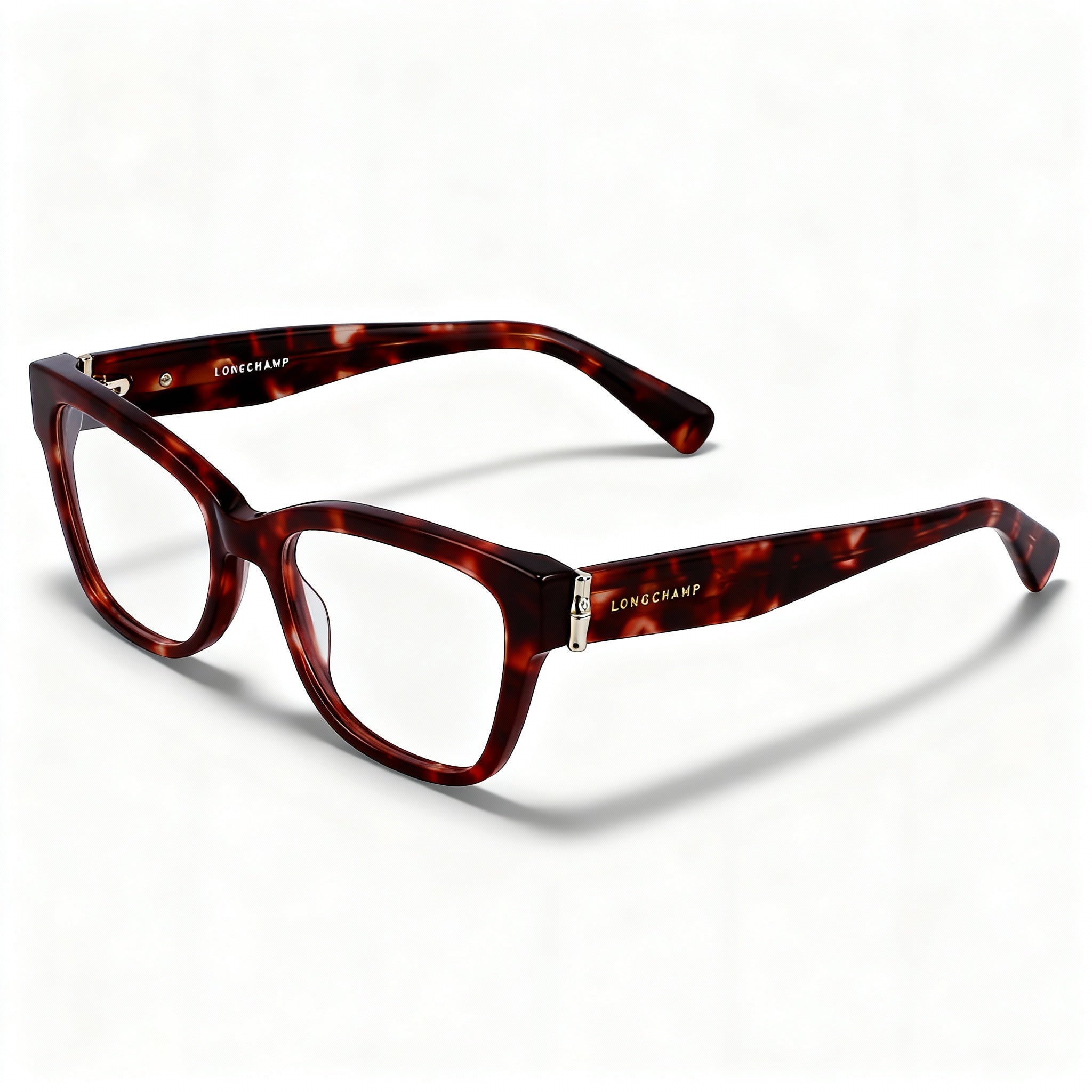 Longchamp LO2713 Women's Full Rim Square Plastic Eyeglasses, Red Havana, 54-17-140