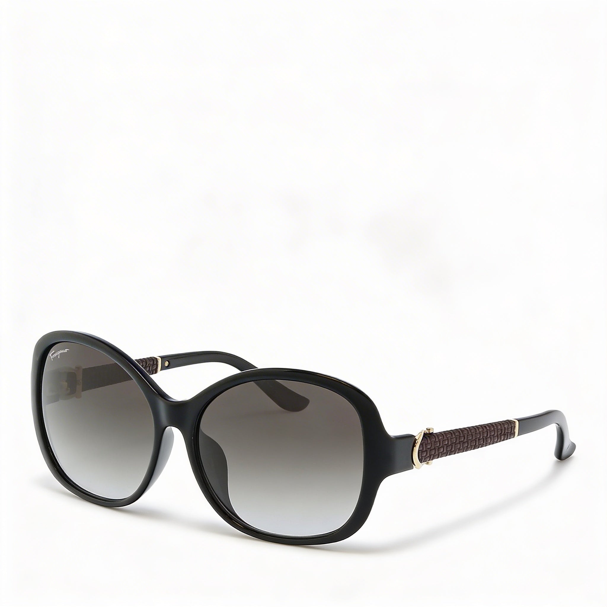 Gafas de sol Ferragamo Oval Gradiente Negro/Gris para mujer con montura de plástico negra y gris degradado, lentes grises degradadas, protección 100% UV de 59 mm, Photo 1