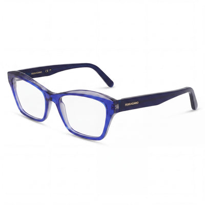 Gafas Salvatore Ferragamo SF2951N modernas para mujer, armazón de acetato azul/gris, lentes de policarbonato, 53 mm