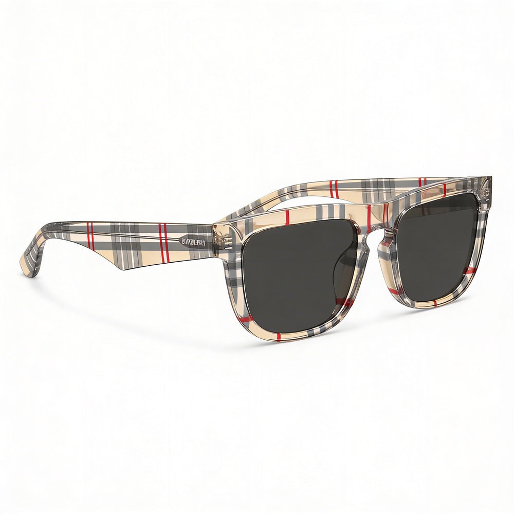 Gafas de sol cuadradas de acetato para hombre Burberry BE4431U, montura en color Havana Gris Sólido, lentes en color Gris Oscuro, 56 mm, 100 % protección UV