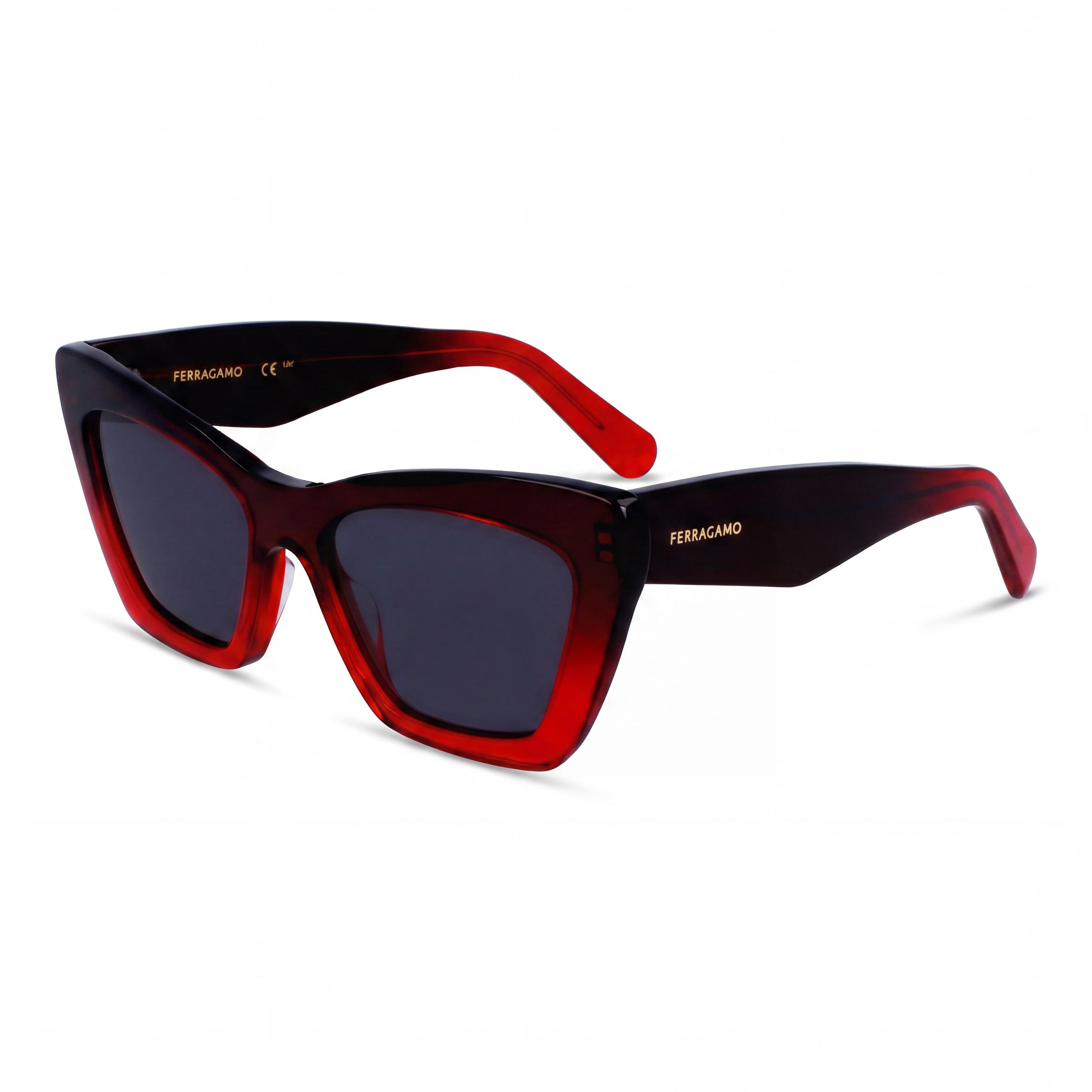Salvatore Ferragamo Sf929sn Gafas de Sol de Mujer Transparentes Degradado Rojo Oscuro Acero Inoxidable Protección UV No Polarizadas 55mm, Photo 1