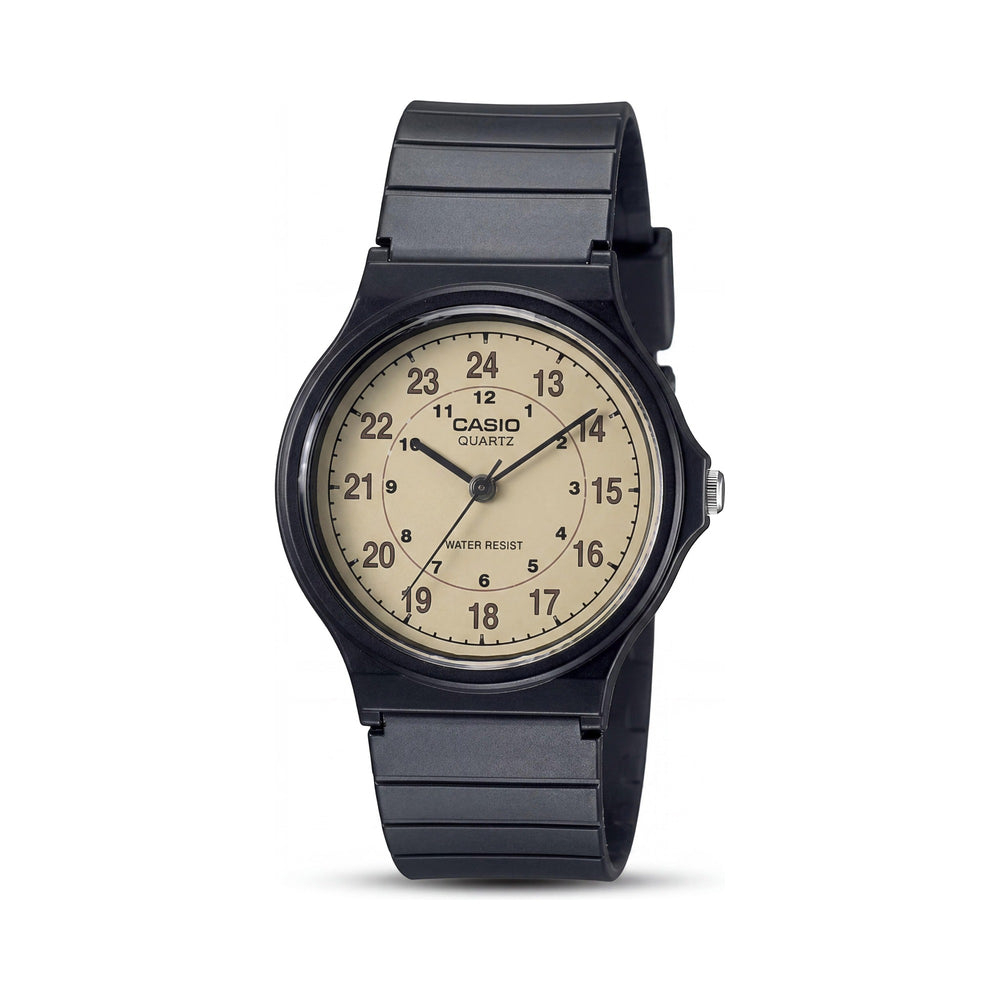 Reloj Analógico Casio MQ-24-9B para Hombre, Dorado y Negro, con Caja de Resina, Resistente al Agua 30M y Movimiento de Cuarzo, 38mm