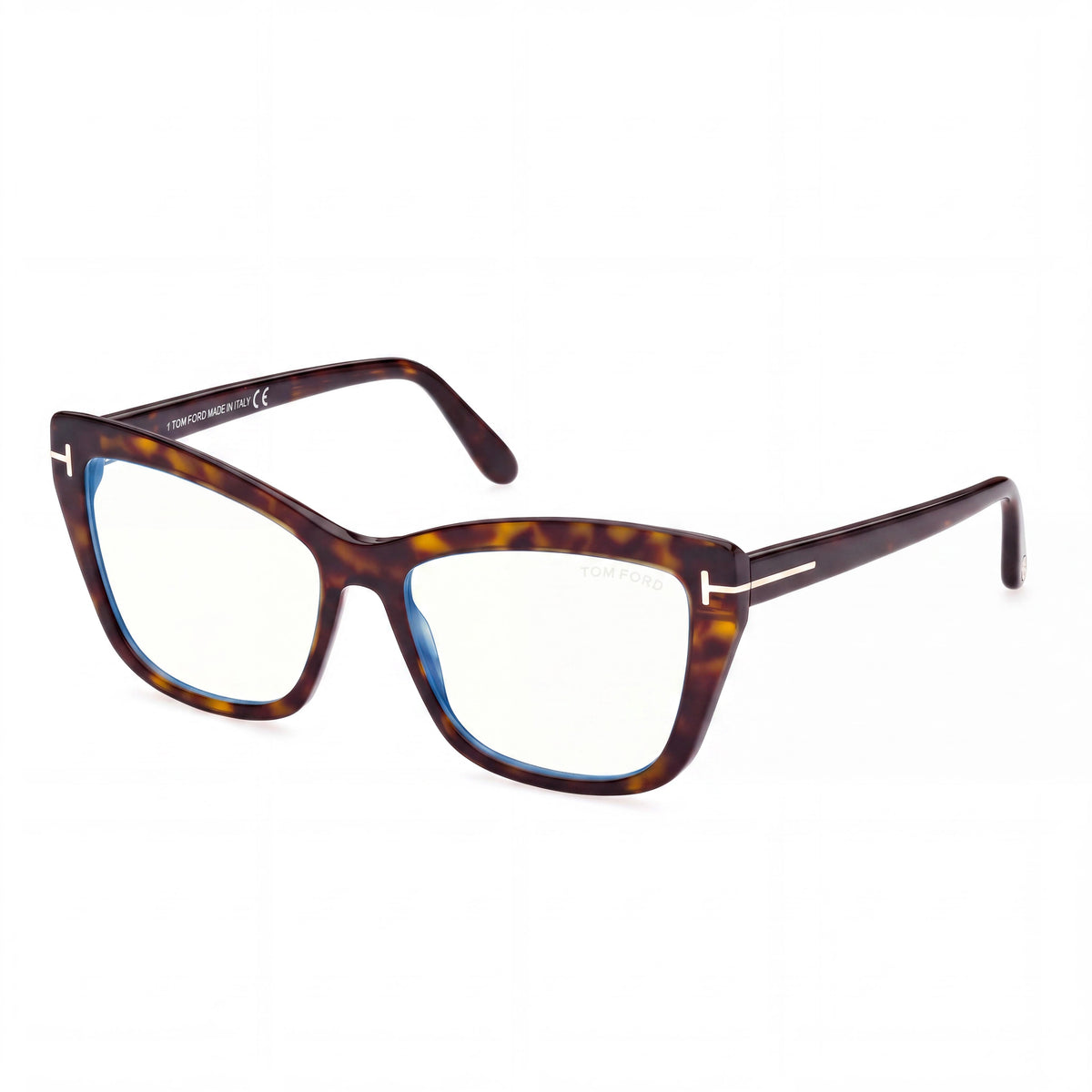 Tom Ford TF5826-B Women's Blue Block Full Rim Cat Eye Plastic Eyeglasses, Dark Havana 55mm, Photo 1
