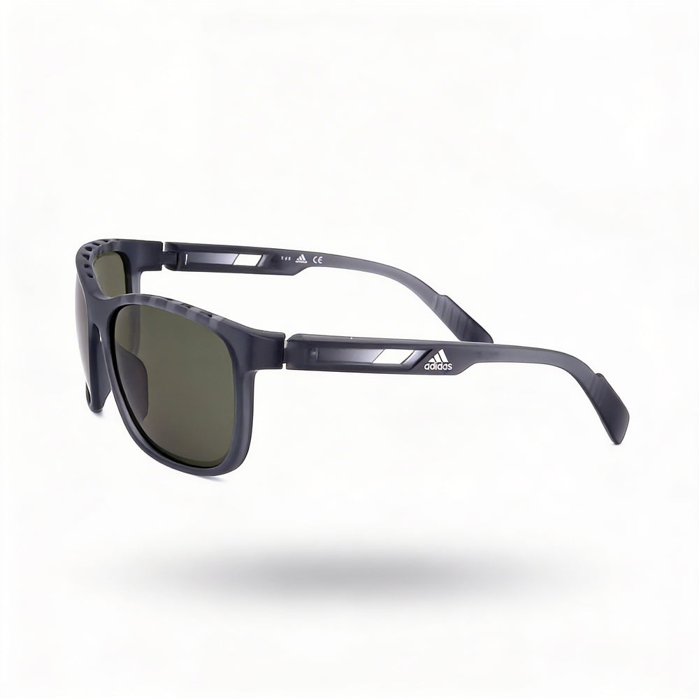 adidas Classic Men's Sunglasses with Grey Green Plastic Frame and Green Polycarbonate Lenses, Lens Width 62mm