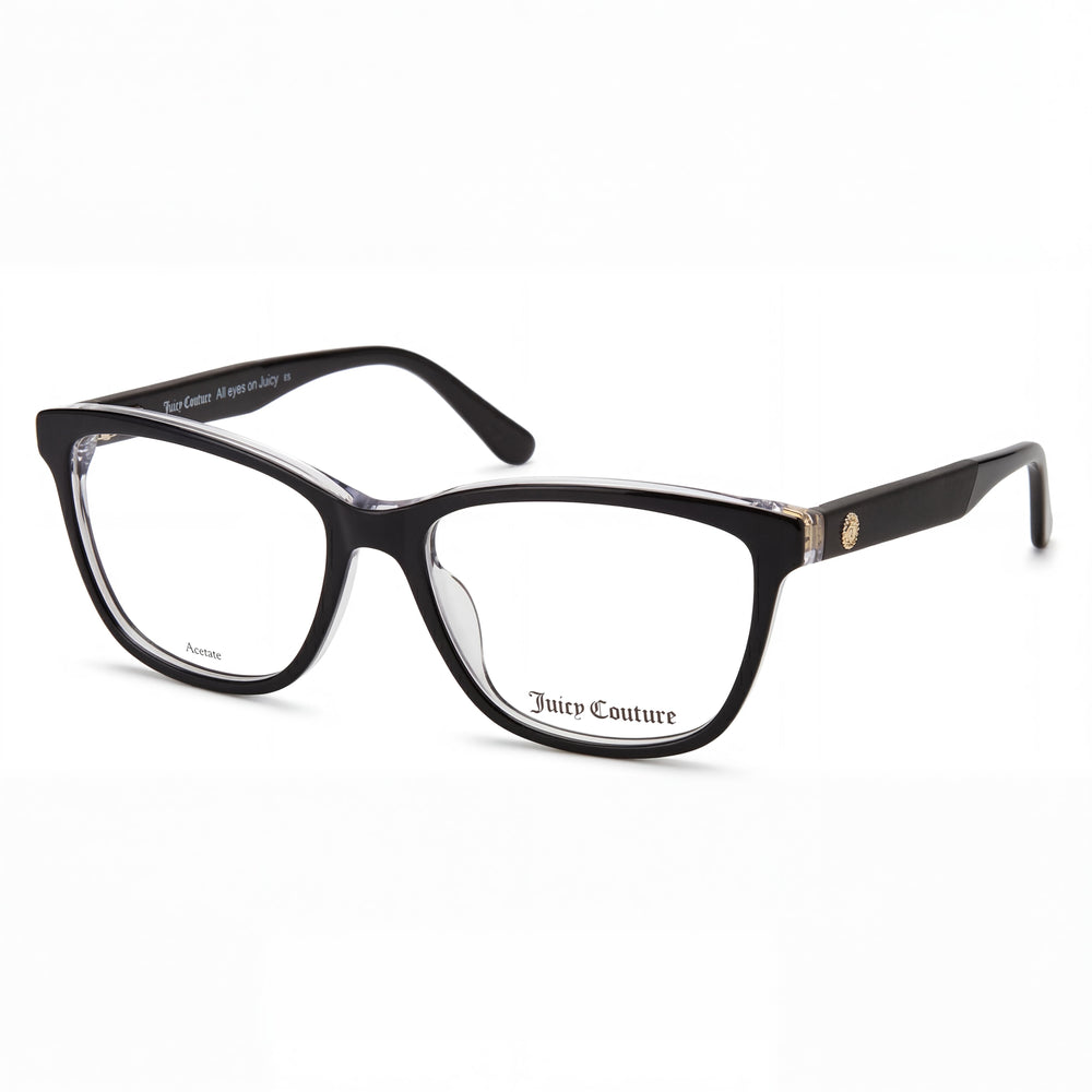 Gafas Juicy Couture Rectangulares Contemporáneas para Mujer, Montura de Acetato Negro, No Polarizadas, 53mm
