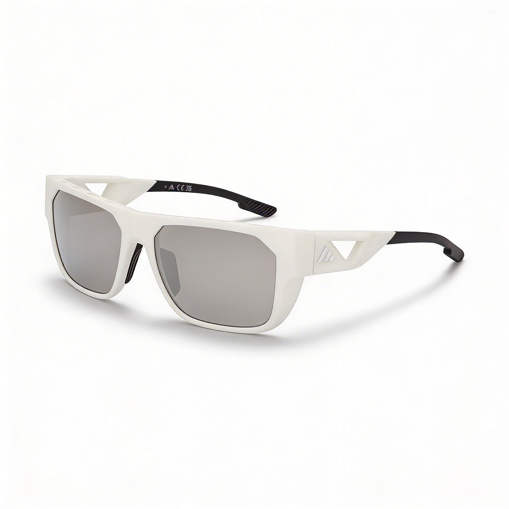 Adidas Comtemporary Matte White Plastic Frame smoke mirror lenses Unisex UV Protection Sunglasses 57mm