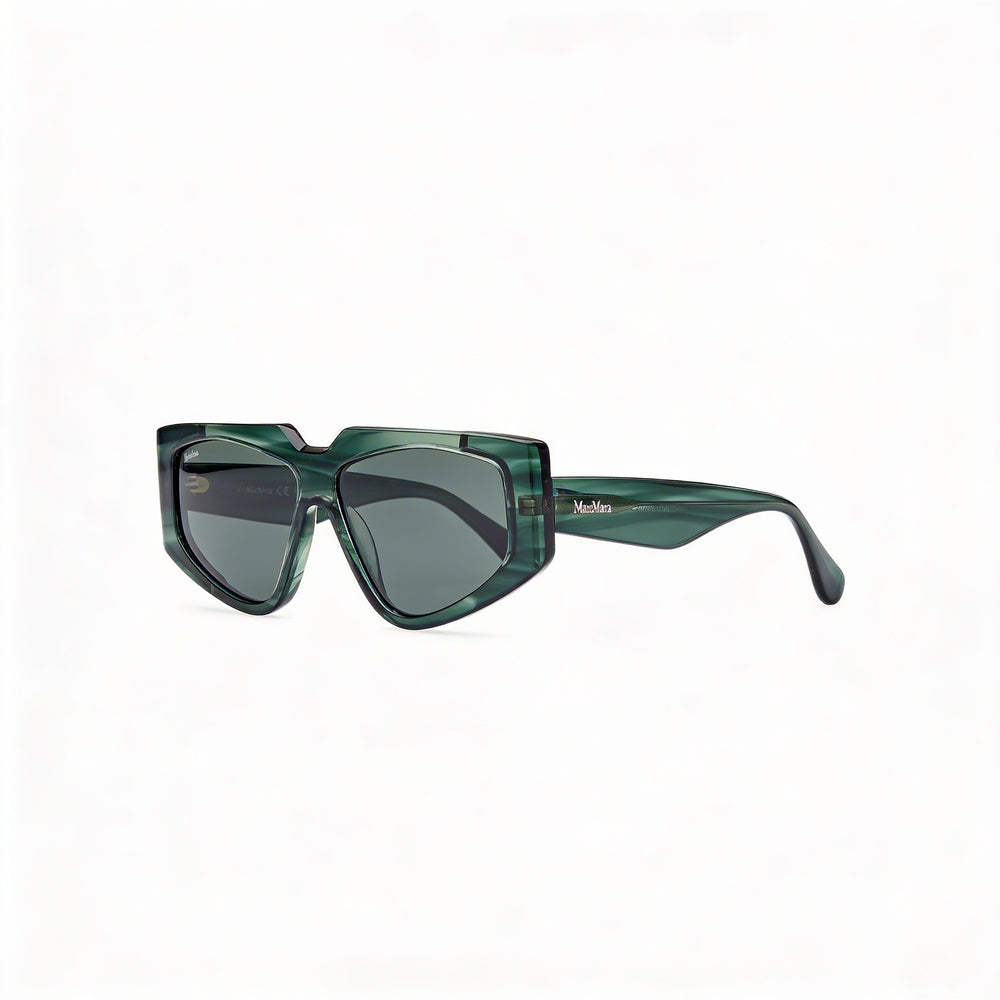 MaxMara Mm0125 for Women Dark Green Striped Acetate Frame with Dark Green Polycarbonate Lenses 58mm