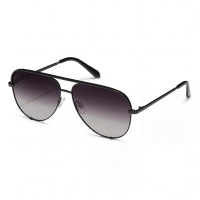 Gafas de sol de metal Quay Australia High Key extragrandes para mujer, negras degradadas, polarizadas, con protección UV, 64 mm