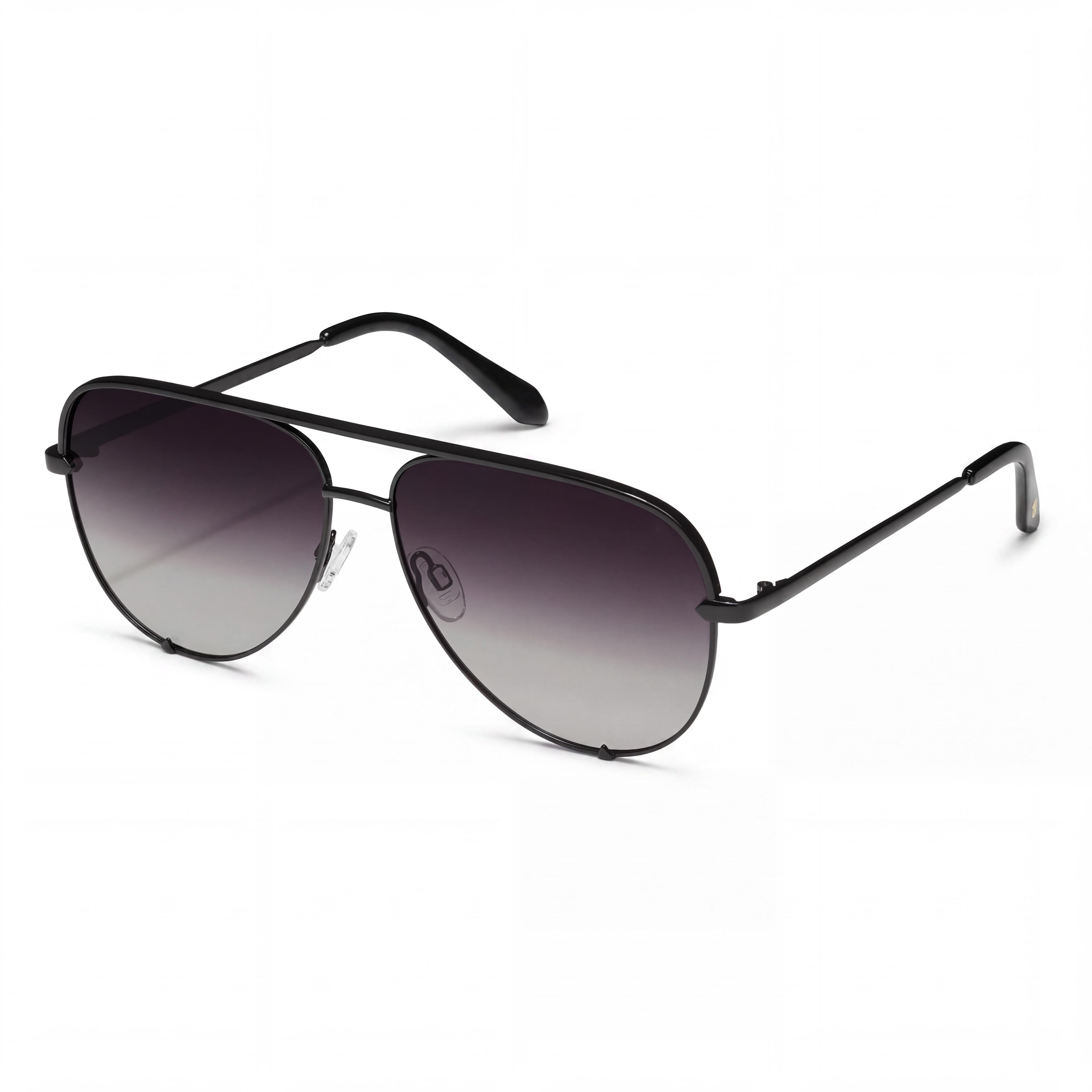 Gafas de sol de metal Quay Australia High Key extragrandes para mujer, negras degradadas, polarizadas, con protección UV, 64 mm, Photo 1