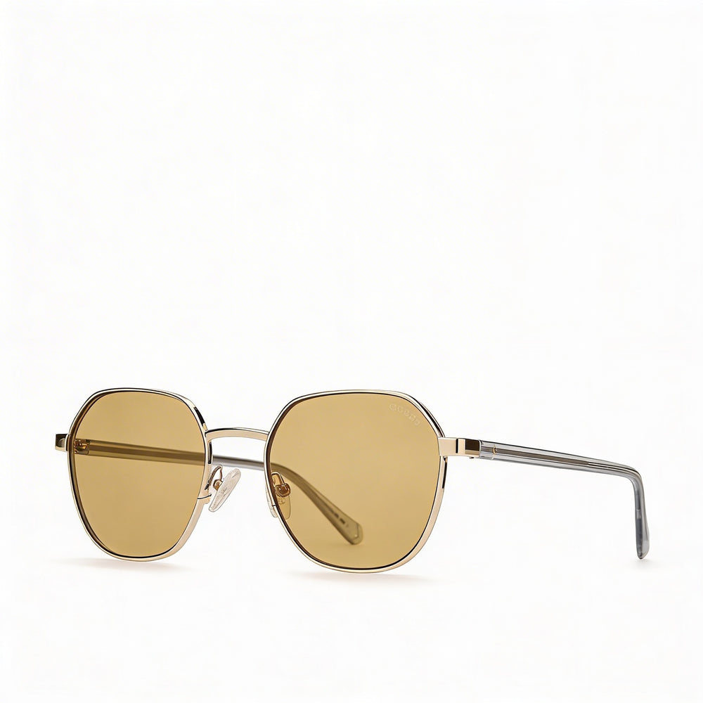 GUESS Modern Men's Pale Gold Metal Frame Sunglasses with Brown Lenses, UV Protection, Lens Width 51mm