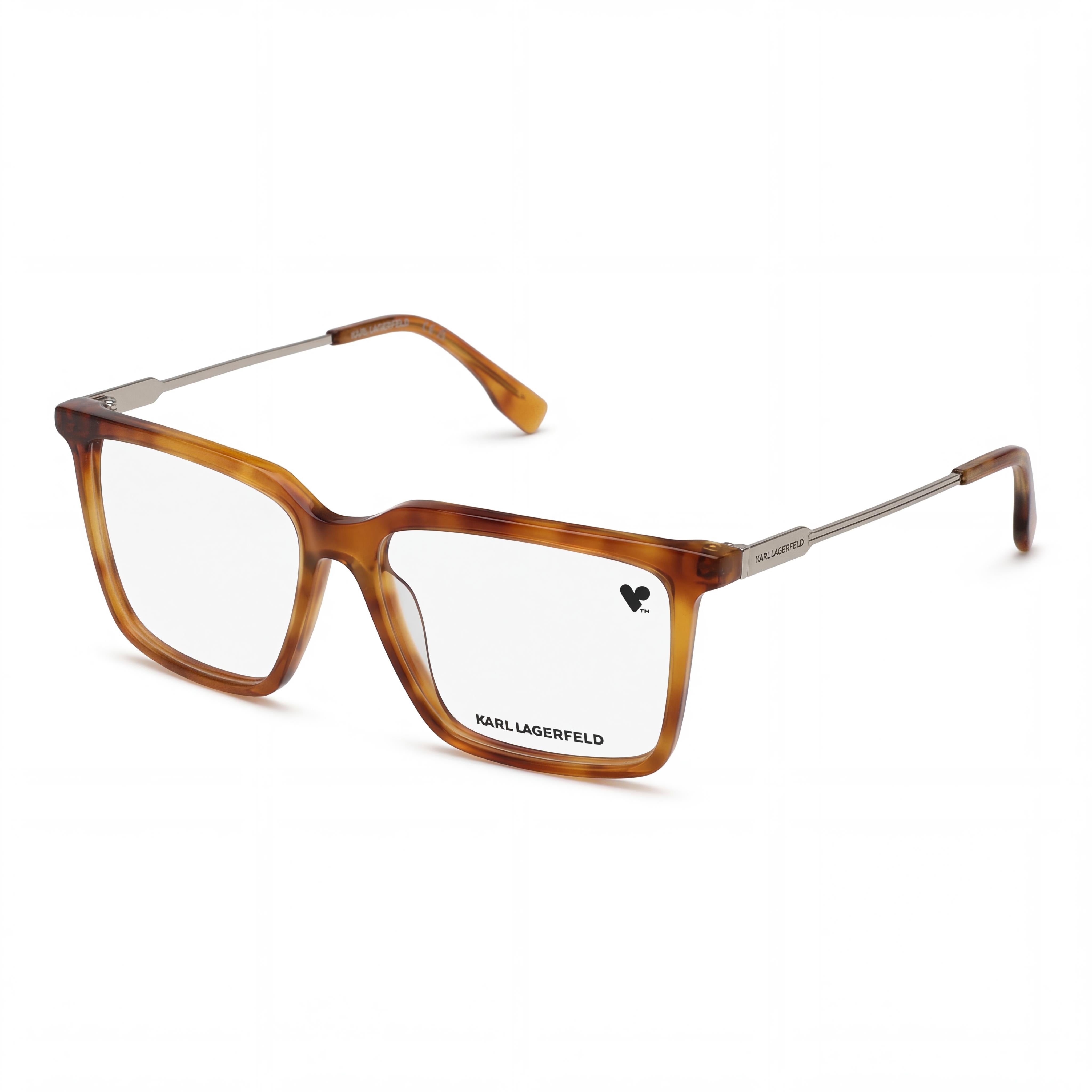 KARL LAGERFELD Modern Unisex Eyewear with Tortoise-colored Acetate Frame and Polycarbonate Lenses 55mm, Photo 1