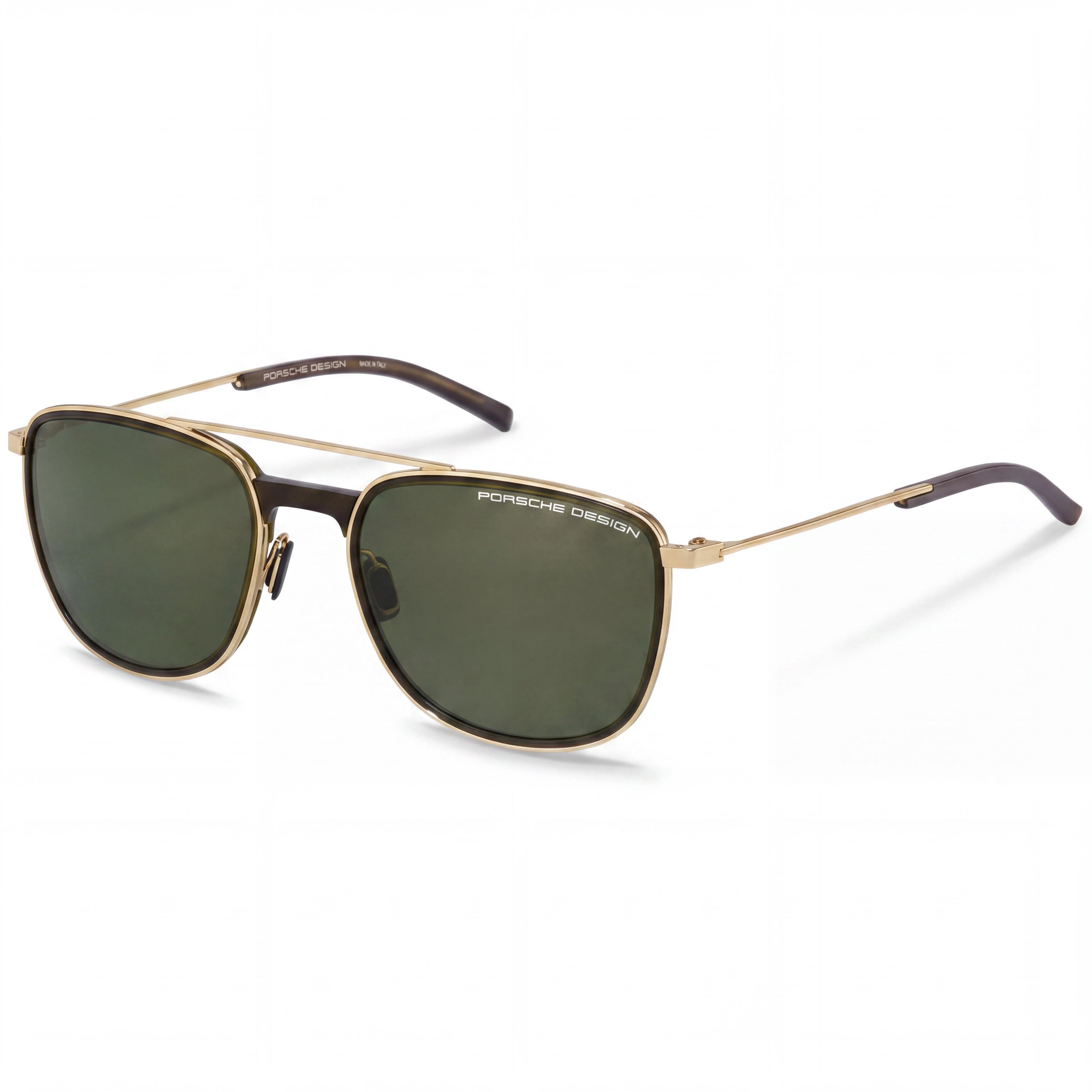 Porsche Design Modern Men's Gold Injected Frame Grey Green Non-Polarized UV Protection 57mm Sunglasses, Photo 1
