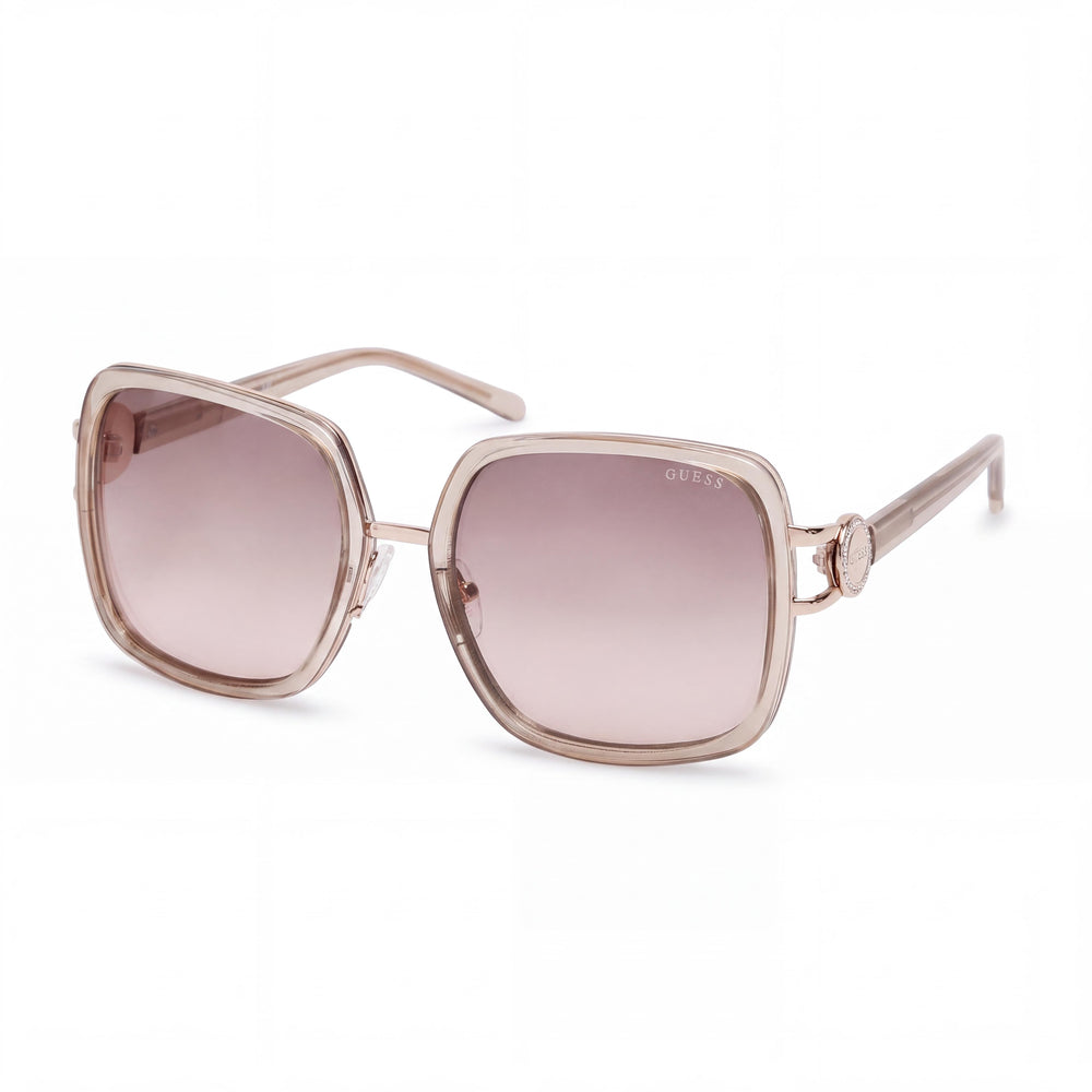 GUESS Gu00180 Women's Aviator Injected Frame Sunglasses Glossy Beige Bordeaux UV Protection 56mm