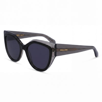 Salvatore Ferragamo Butterfly Men's Acetate Frame Transparent Grey/Black Polycarbonate Lenses 100% UV 53mm