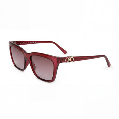 Ferragamo SF1027S Women's Crystal Wine Frame Bordeuax Gradient 100% UV Rectangular Sunglasses 55mm