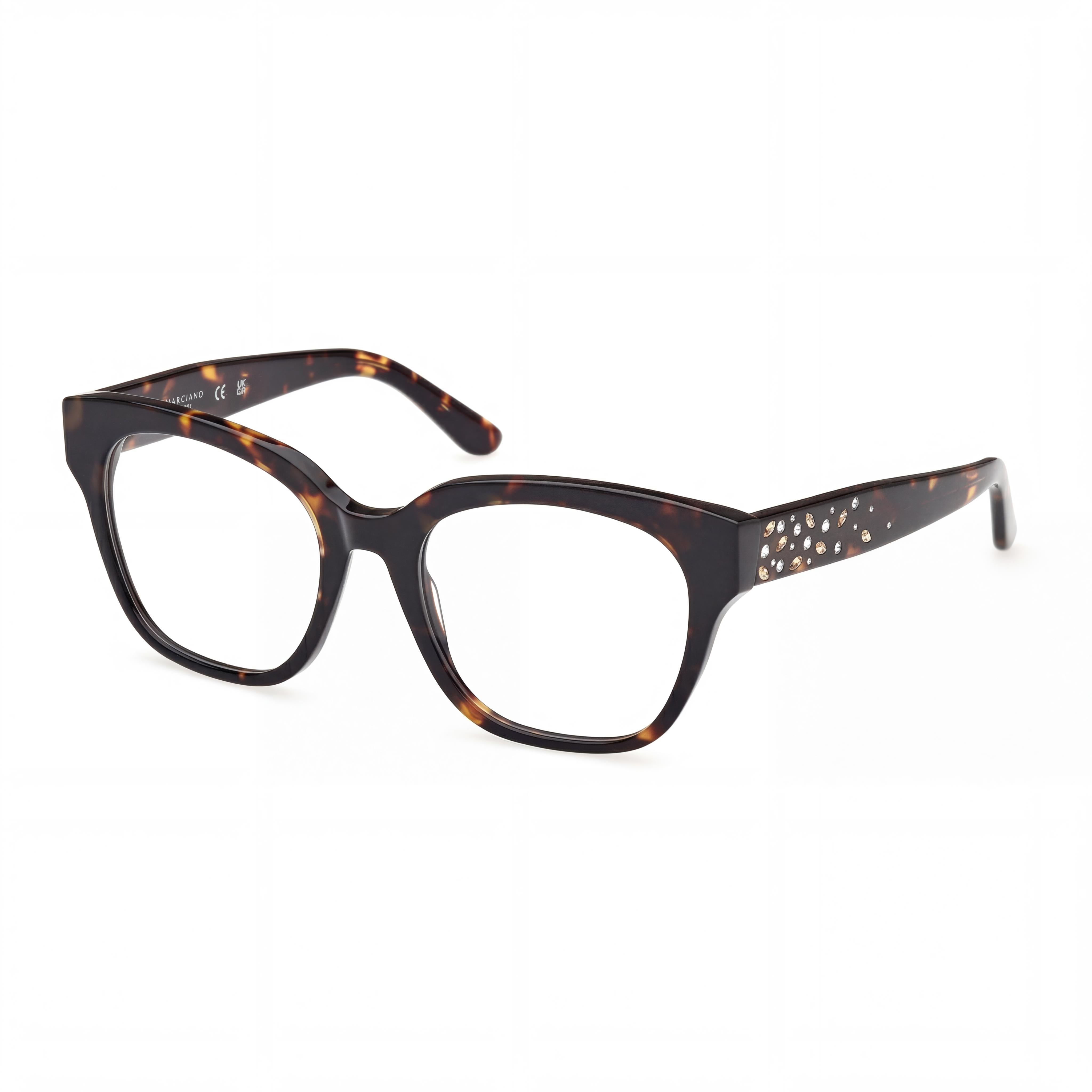 GUESS by Marciano Gm50017 Women's Dark Havana Plastic Frame Eyeglasses with Polycarbonate Lens 52-19-140, Photo 1