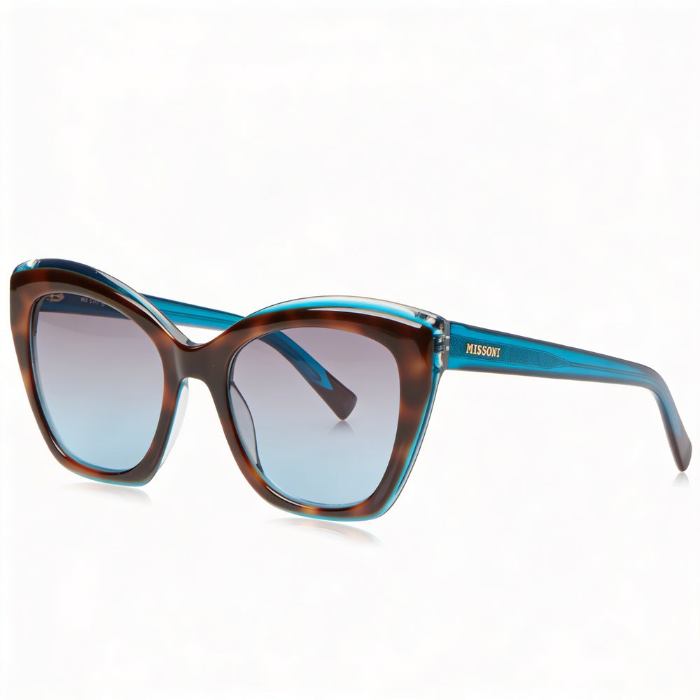 Gafas de sol clásicas de acetato Missoni para mujer con protección UV, degradado turquesa habana, 54 mm