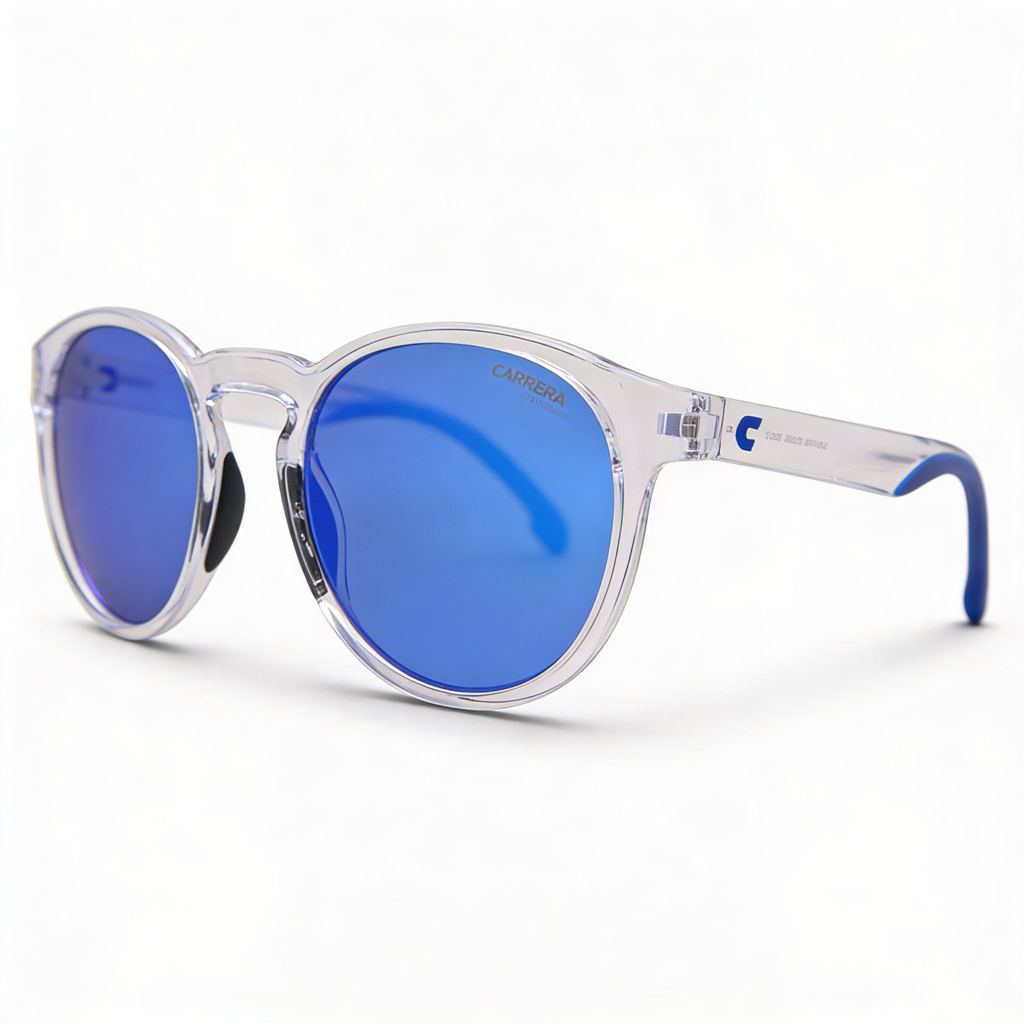 Gafas de sol Carrera 8056/S unisex con montura de propionato blanco transparente, multicapa azul, protección 100 % UV, 51 mm, Photo 1
