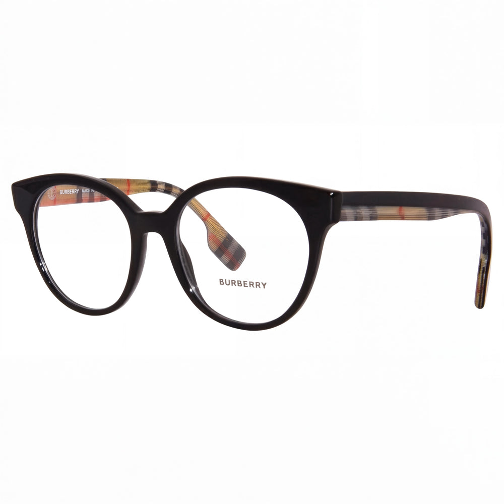 Burberry Jacqueline BE2356 Women's Round Full Rim Plastic Frame Eyeglasses Black Lens 51mm Bridge 18mm Temple 140mm
