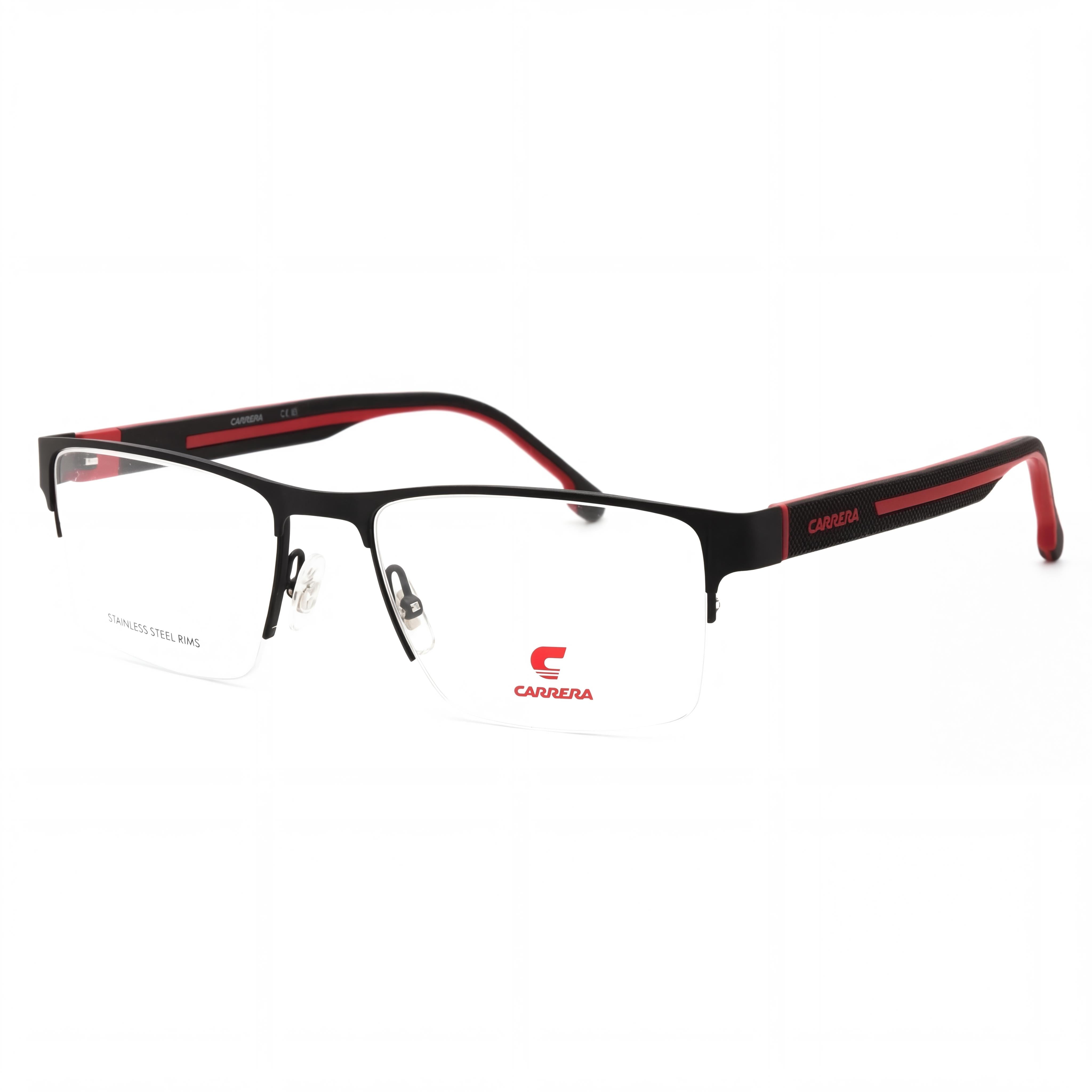 Gafas Modernas Unisex Carrera con Montura de Aleación de Acero y Lentes de Policarbonato no Polarizadas, Negro Rojo, 54mm, Photo 1