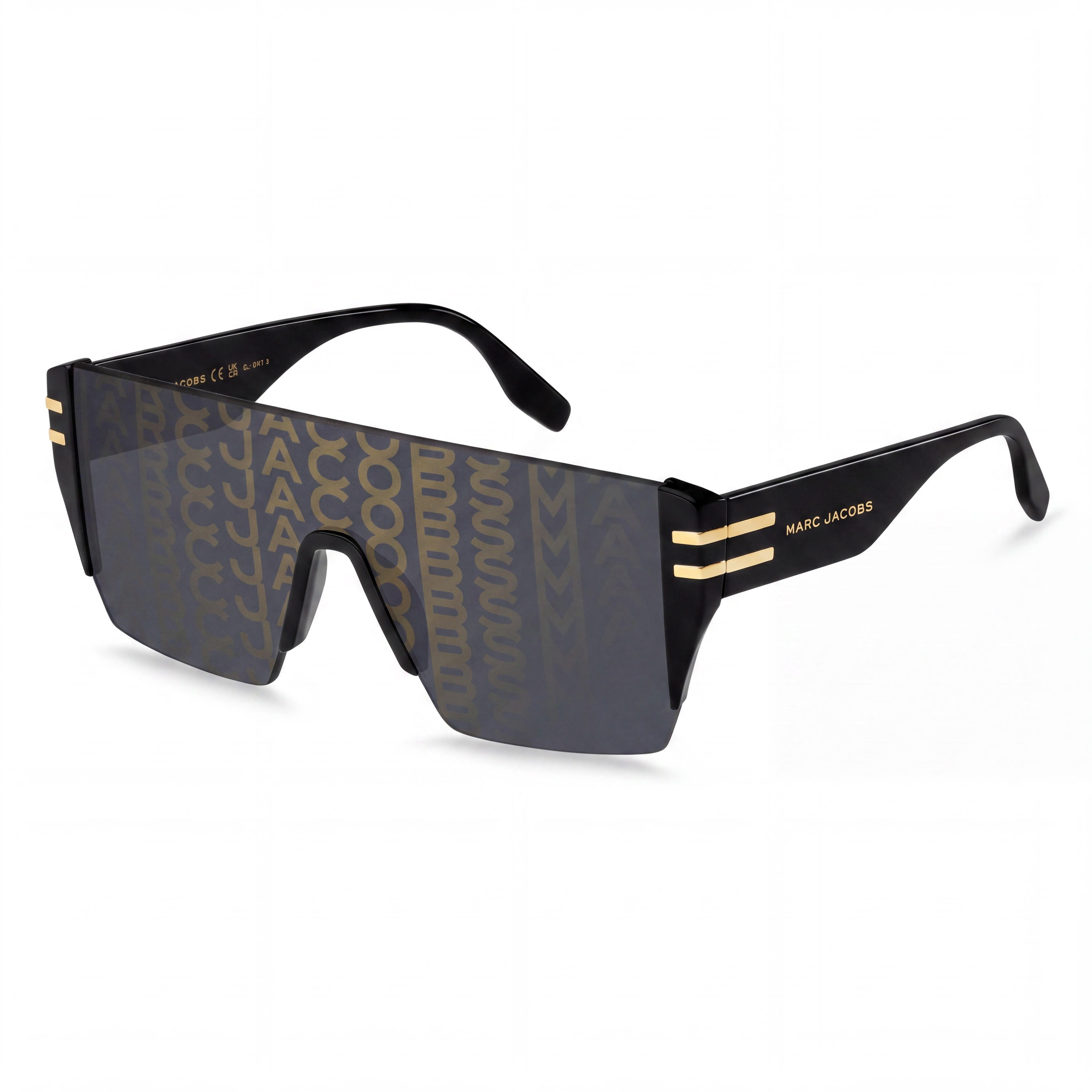 Marc Jacobs Marc 712/S Men's Gold Pattern Black/Grey Acetate Mask UV Protection Sunglasses 99-01-145, Photo 1