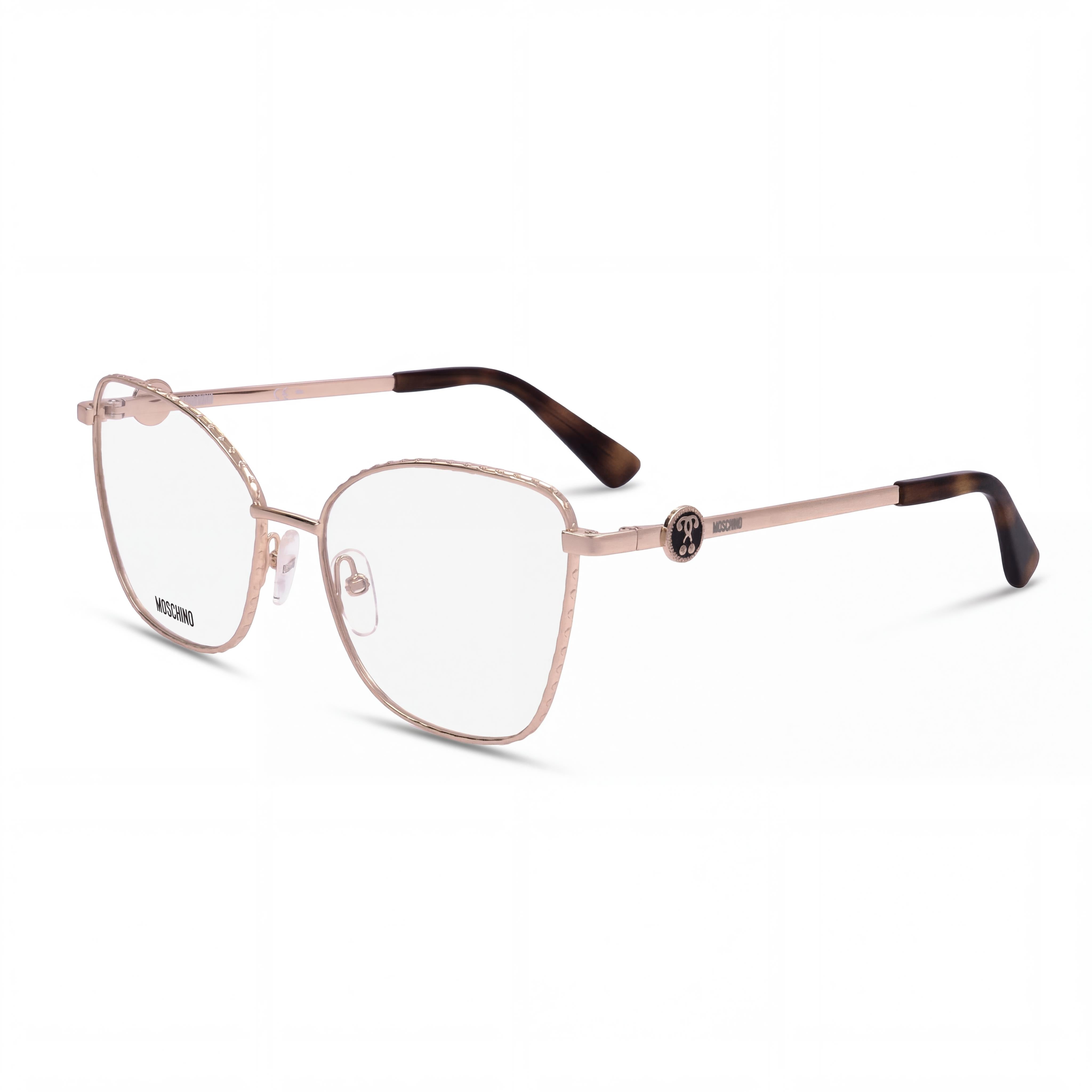 Moschino MOS587 Women's Gold Copper Butterfly Metal Prescription Ready Eyeglasses with Clear Demo Polycarbonate Lenses, 53, Photo 1
