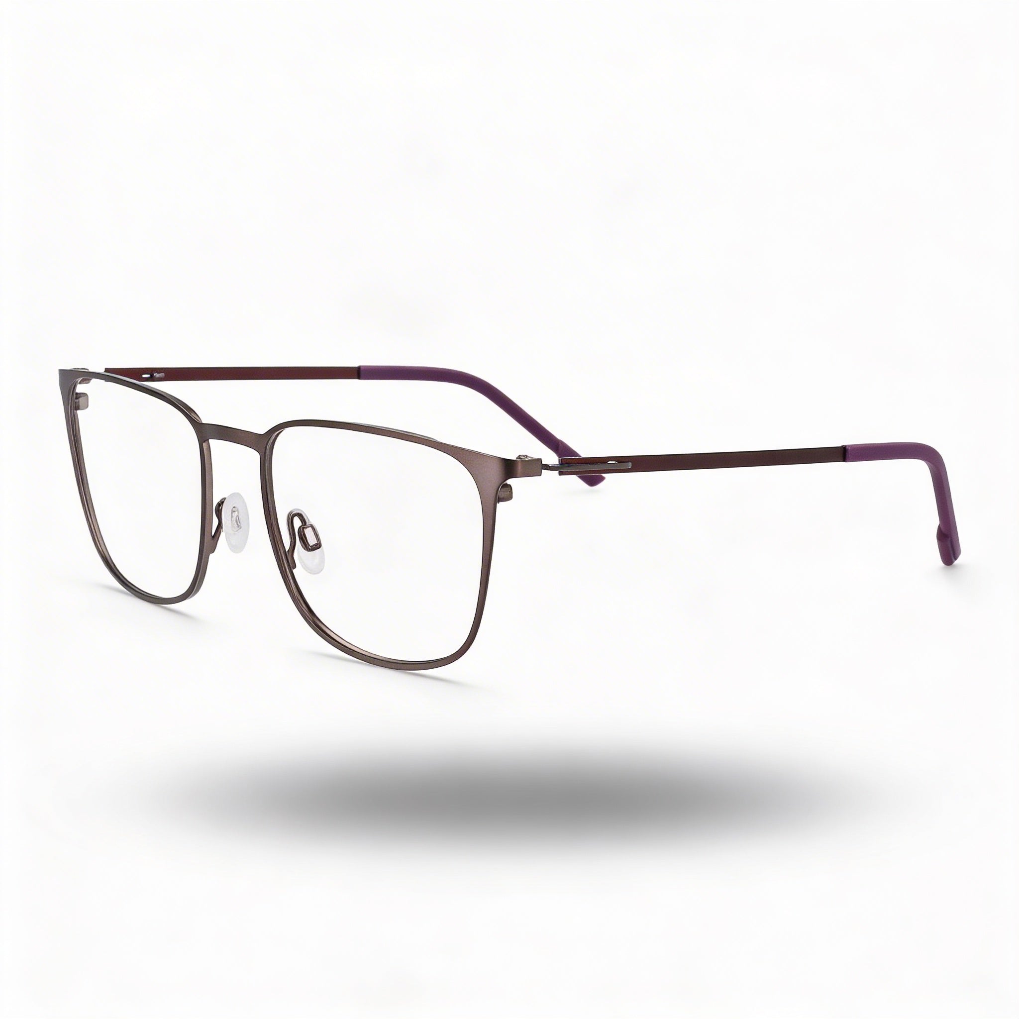Flexon E1143 Men's Metal Frame Eyeglasses in Matte Gunmetal Midnight Plum, 54mm, Photo 1
