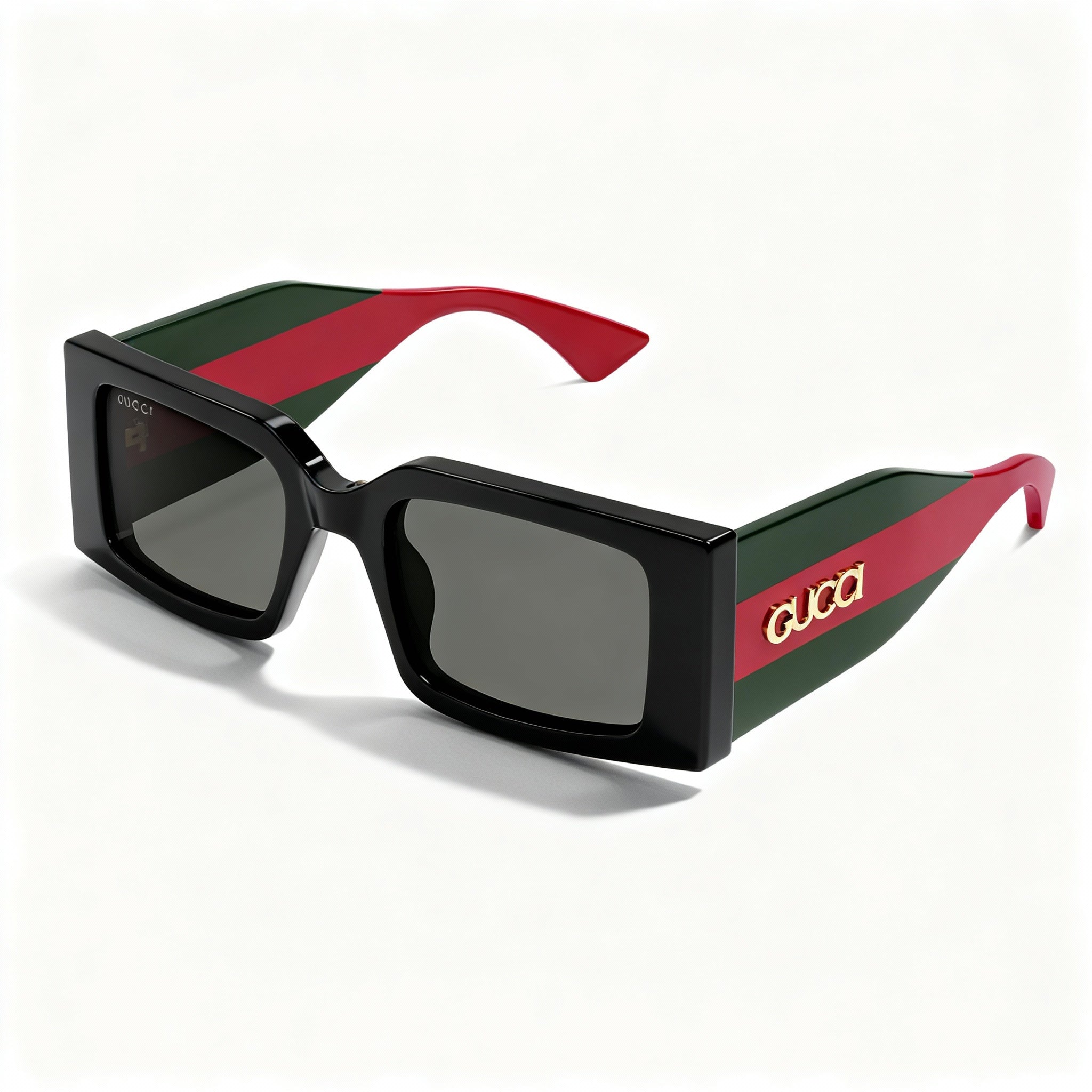 Gucci GG1860S Women's Modern Polarized Sunglasses, Black/Green-Grey Plastic Frame, Black Lens, 52mm
