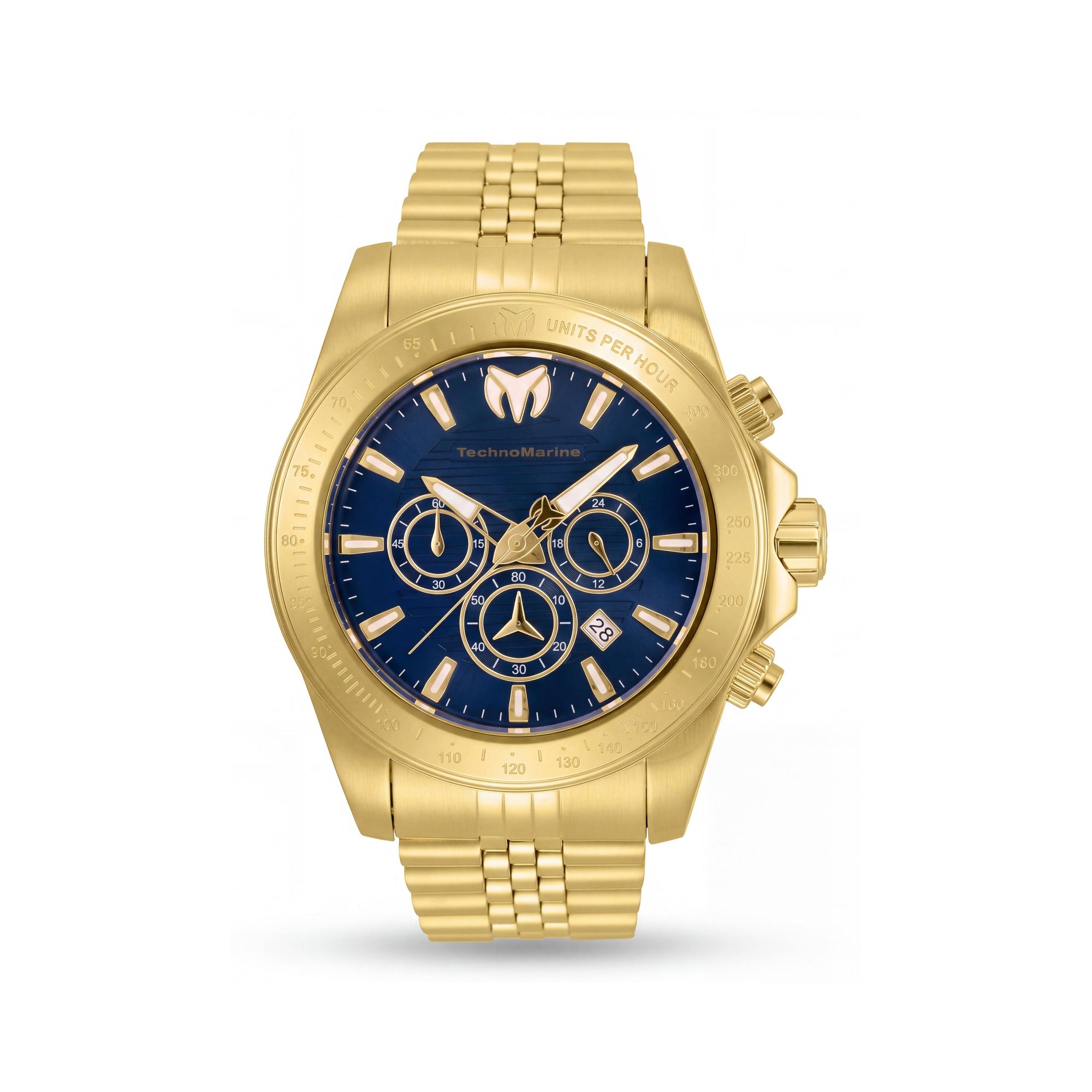 Technomarine Manta TM-220149 Men's Chronograph Gold Tone Stainless Steel Diver Watch, Blue Dial, 47mm, Photo 1