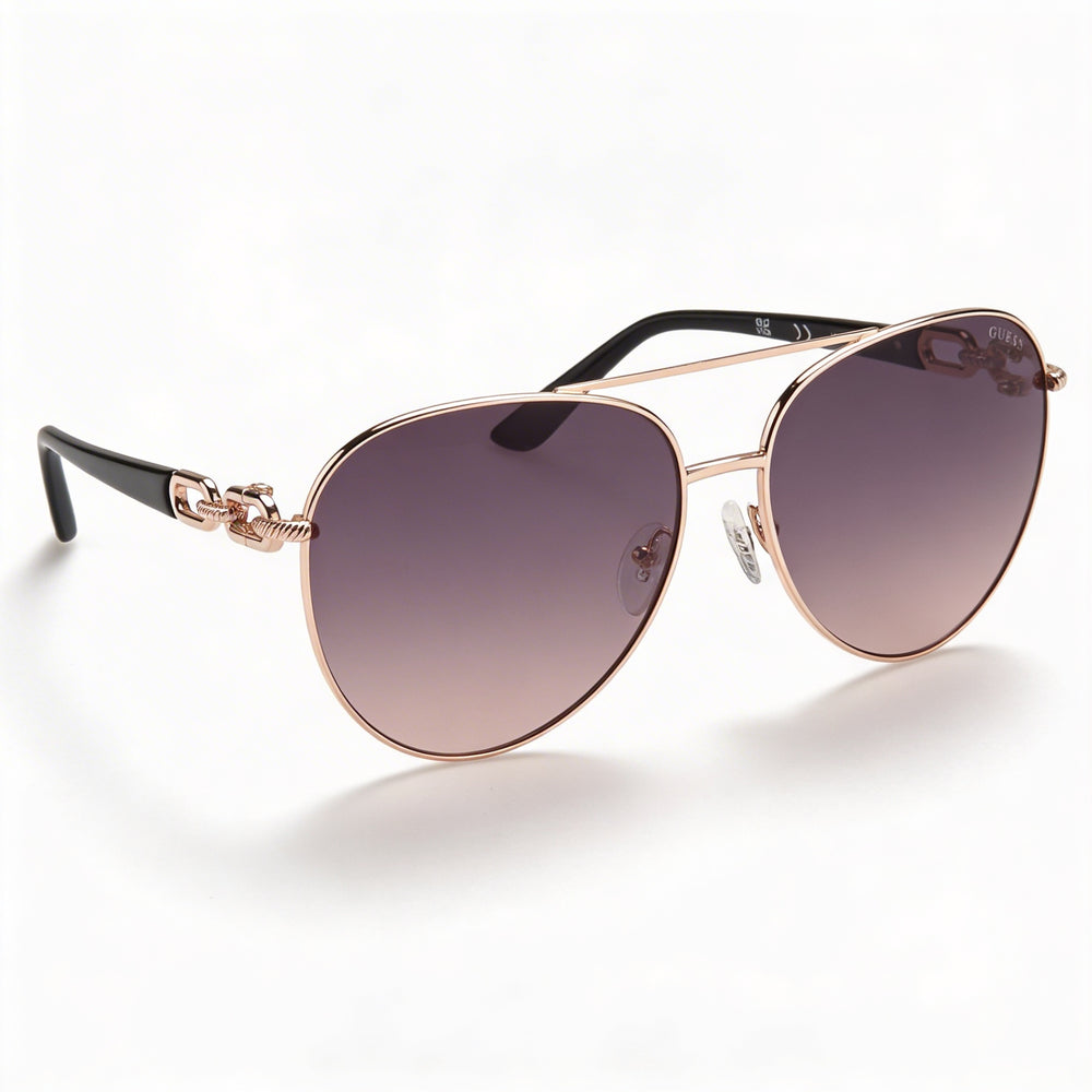 Guess Aviator Metal Sunglasses Women's Rose Gold Frame Gradient Smoke UV Protection 61mm