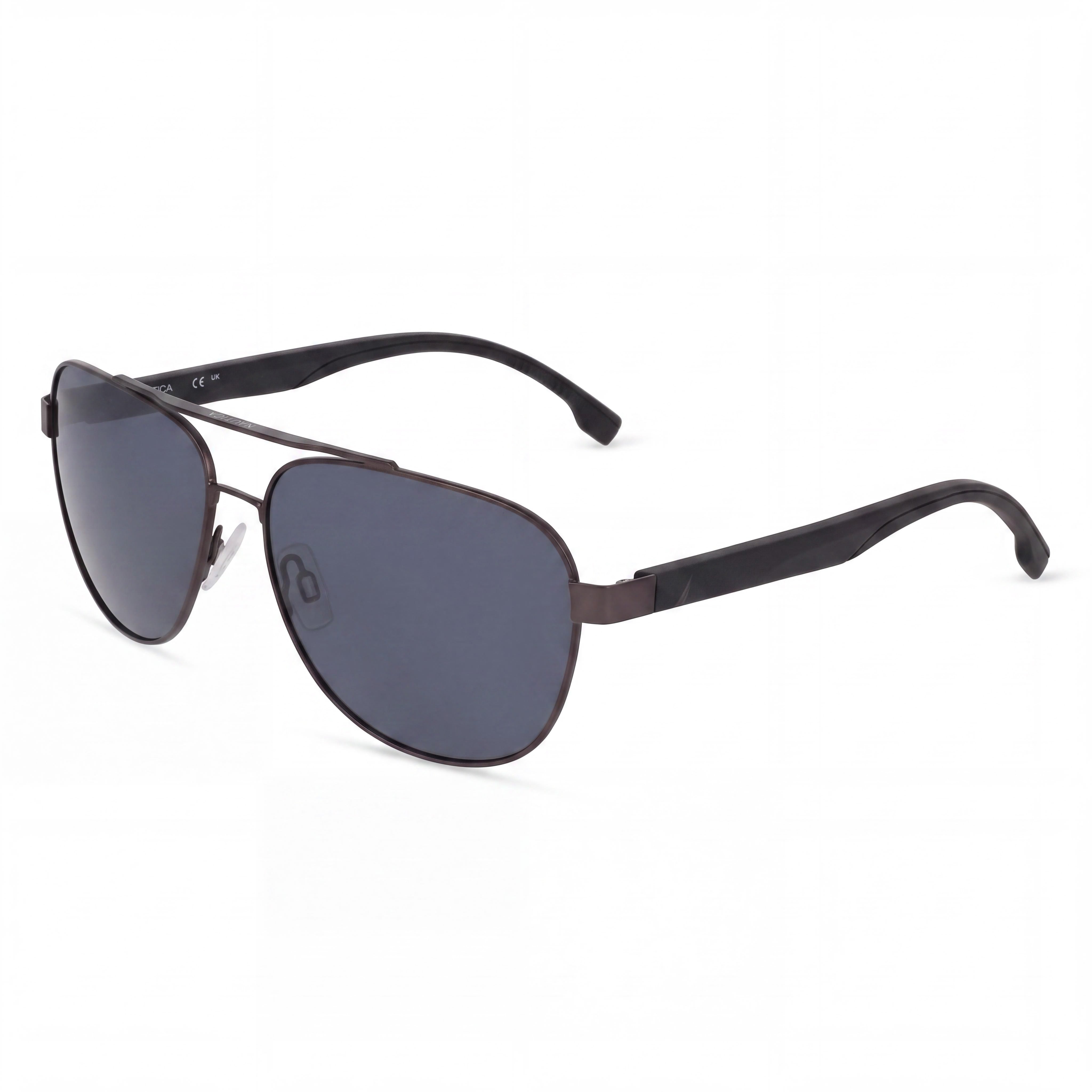 Nautica N107sp Men's Metal Pilot Sunglasses with Matte Gunmetal Frame, Multicolor Non-Polarized UV Protected Lenses, 60mm, Photo 1
