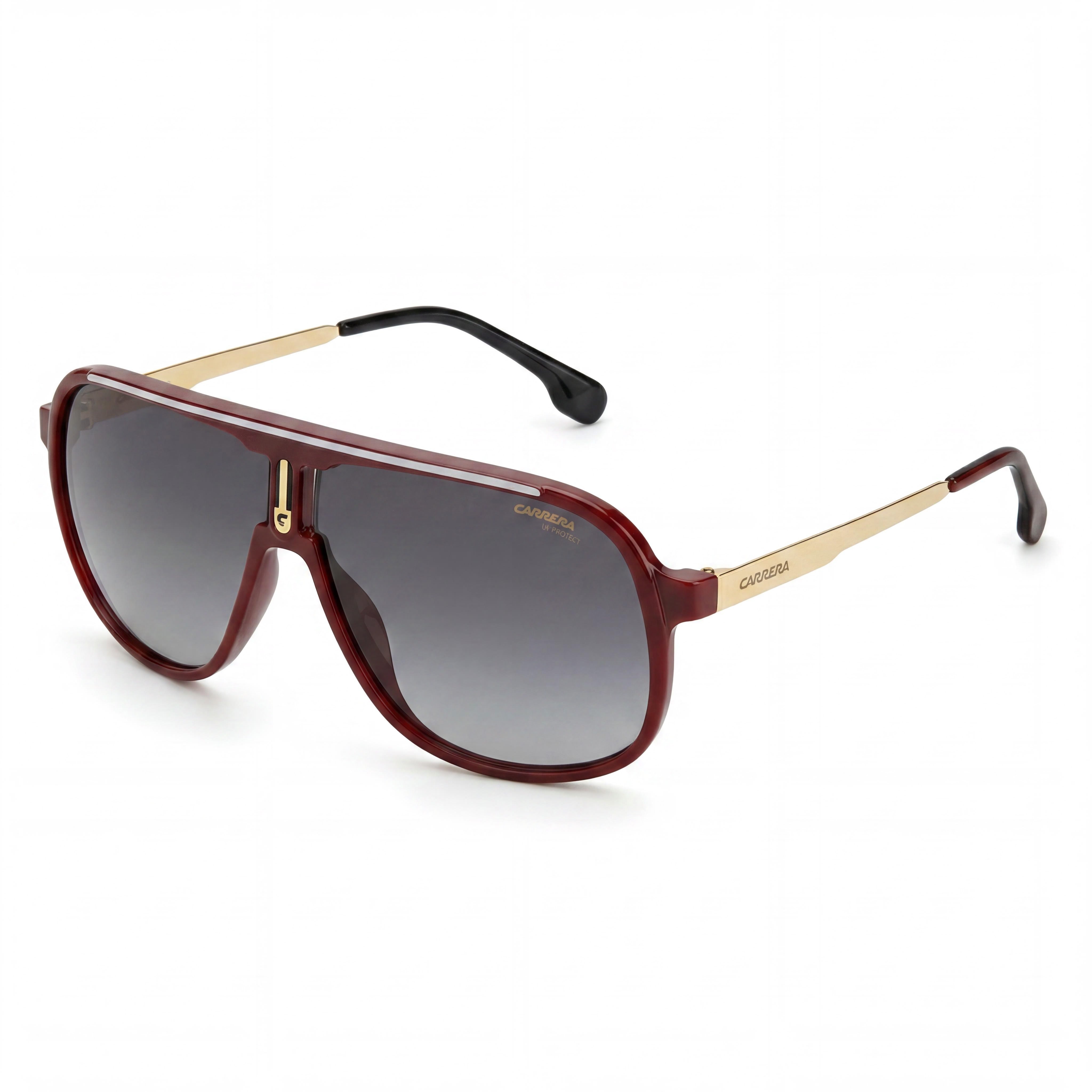 Gafas de sol Carrera Wayfarers unisex de plástico, color dorado y rojo, de 62 mm, con lentes antirreflejos y protección UV en gris degradado., Photo 1