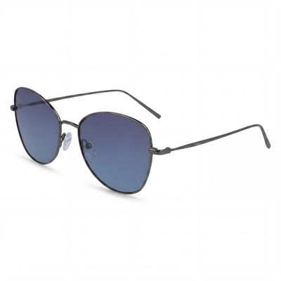 Gafas de sol DKNY DK104S con montura metálica de mariposa para mujer, color gris mate con lentes azules y protección UV de 55 mm