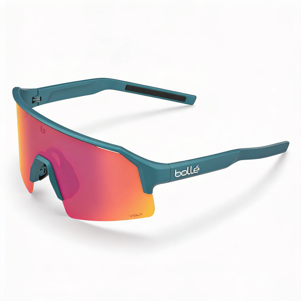 bollé Volt Unisex Creator Teal Metallic TPU Frame, Volt Ruby Polycarbonate Non-Polarized UV Protected Lenses, 140mm
